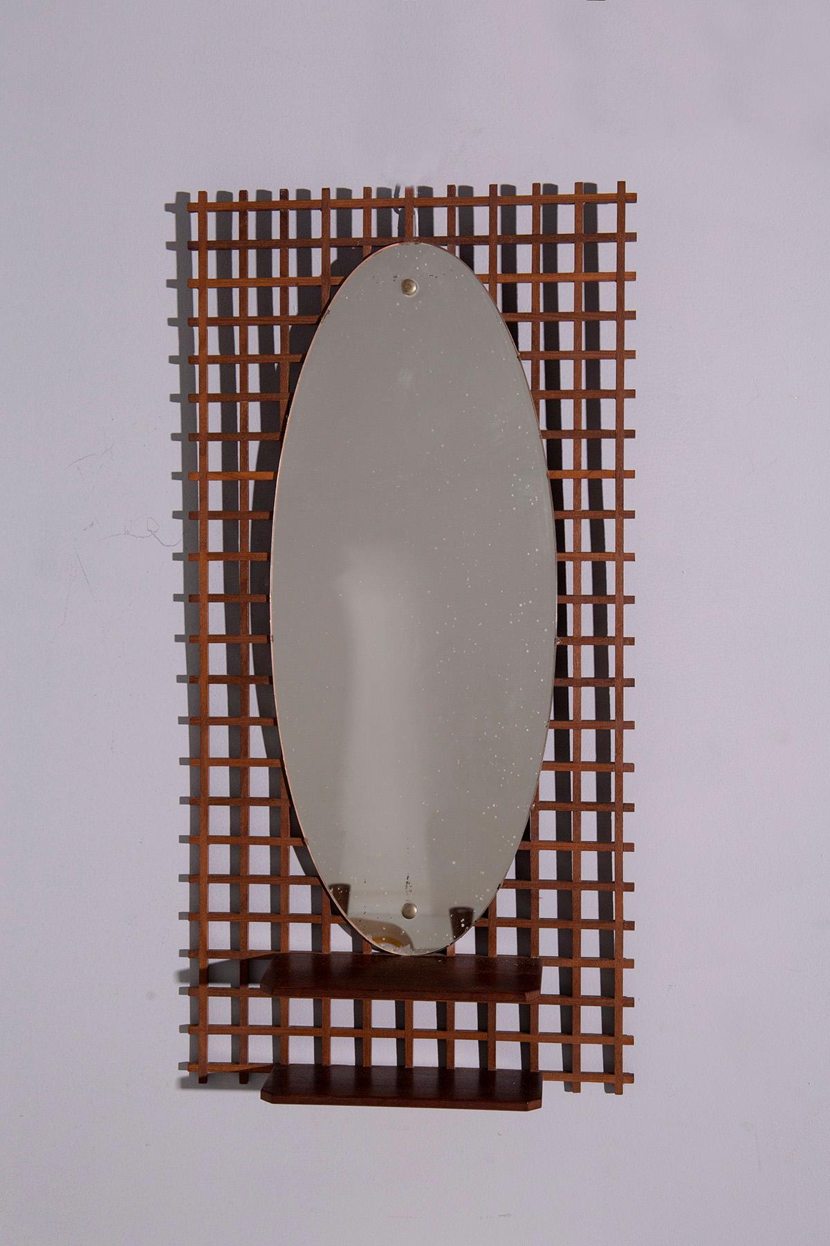 Italian vintage geometric mirror with shelf For Sale 2