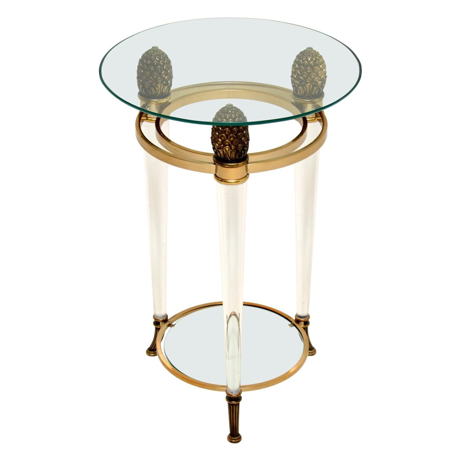 Italian Vintage Glass & Acrylic Side Table