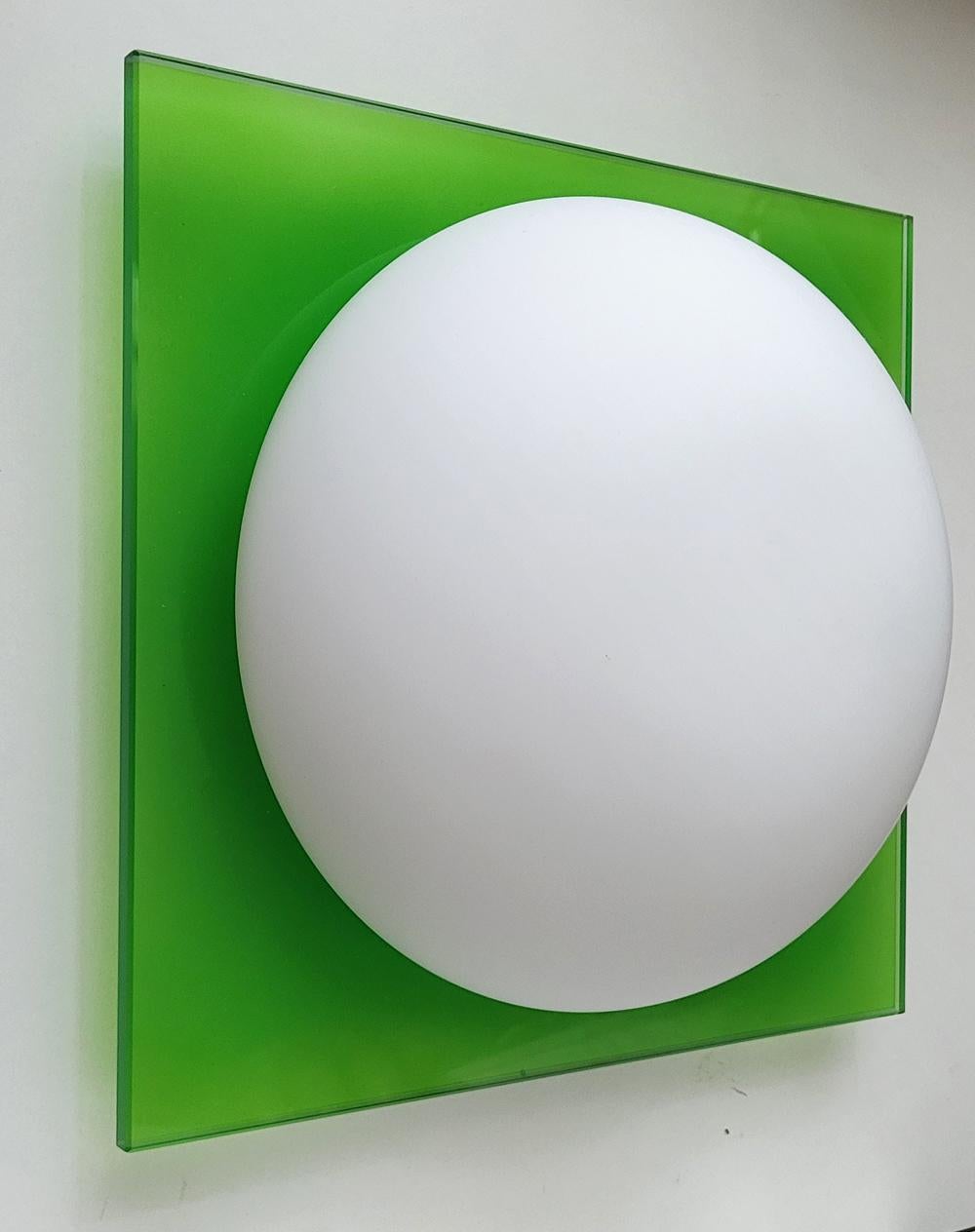 Mid-Century Modern Italian Vintage Glass Ceiling or Wall Light Flushmount For Sale