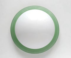 Lampada da soffitto o da parete in vetro verde e bianco Vintage Italian Glass