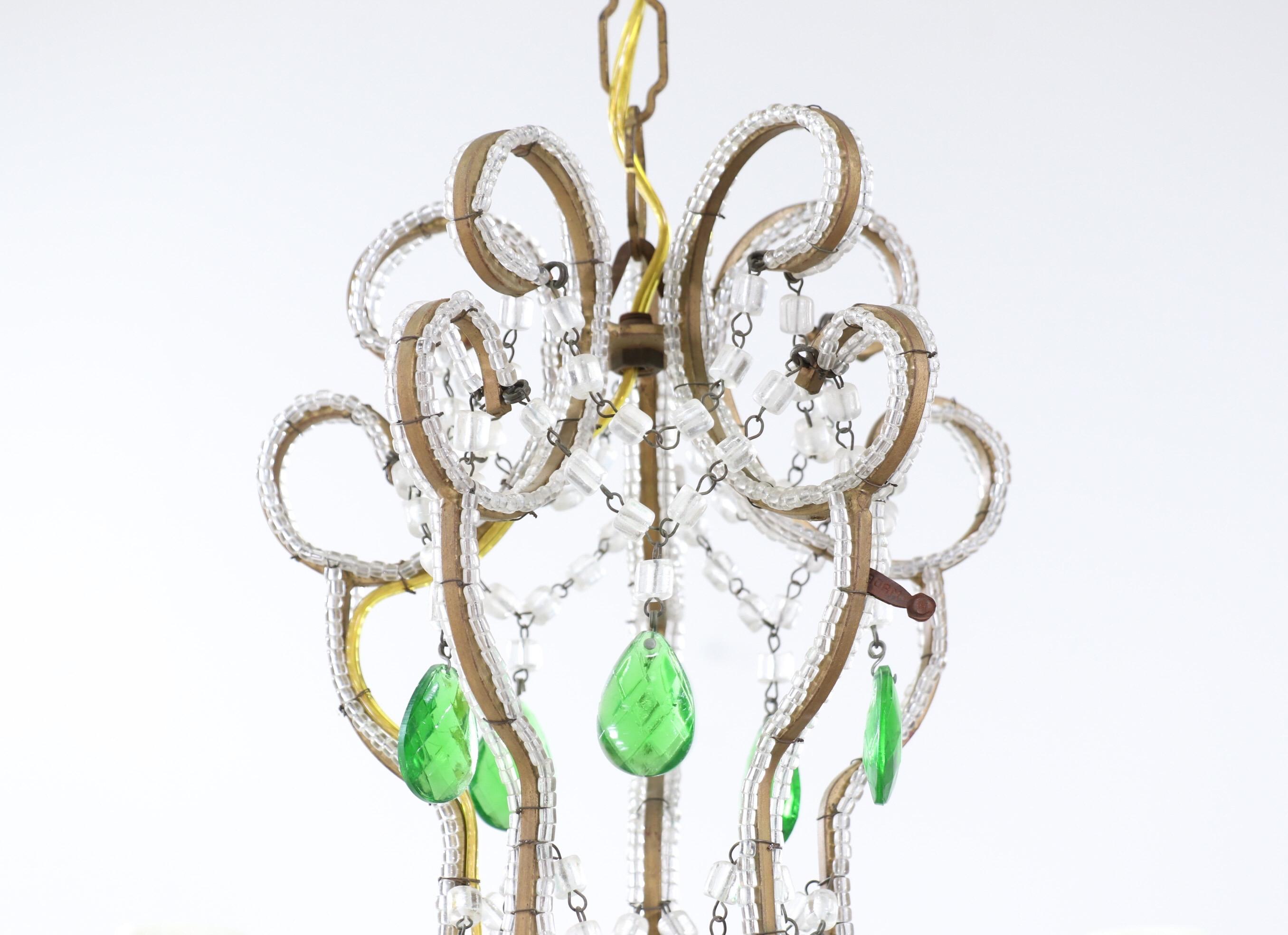 green beaded chandelier