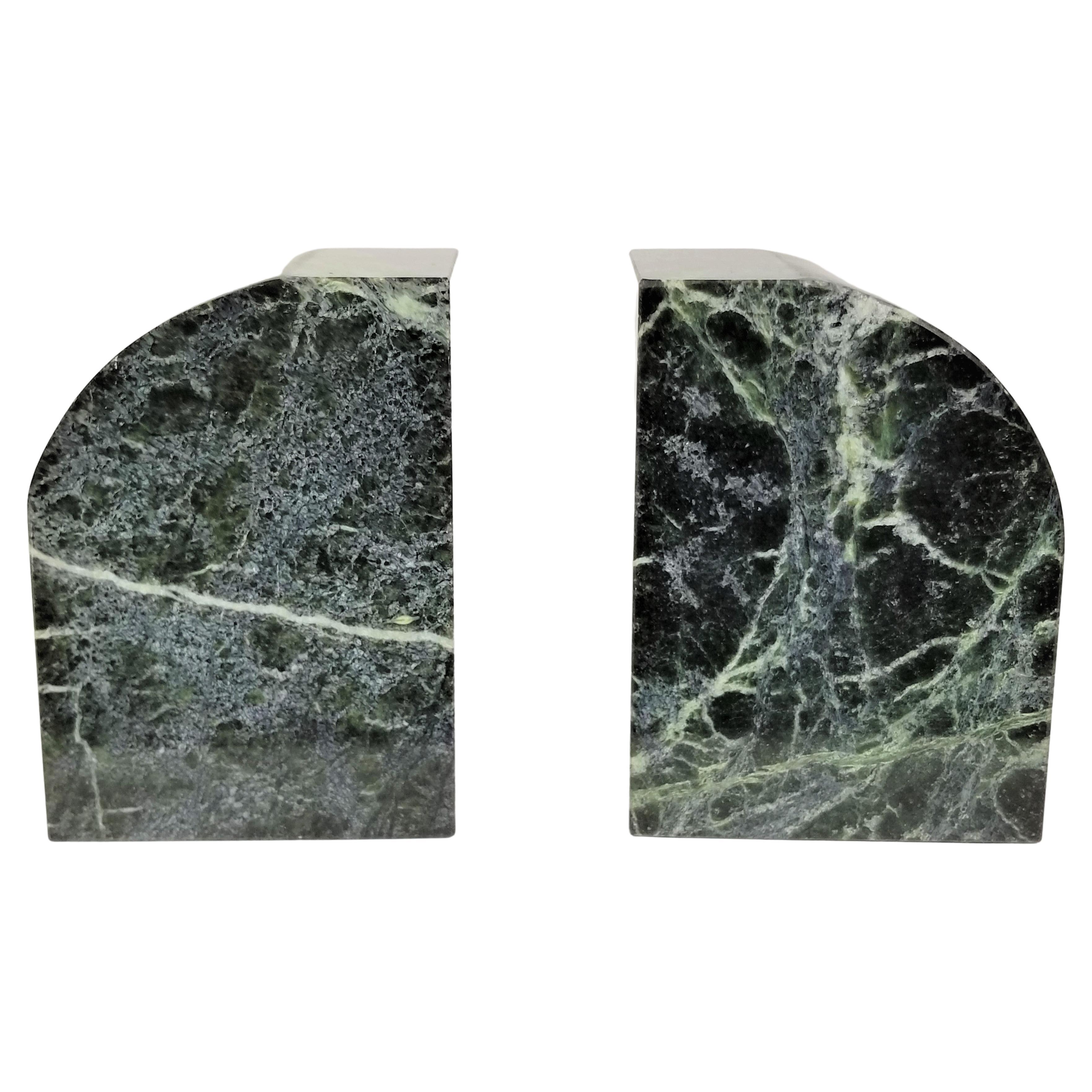 Italian Vintage Green Marble Bookends