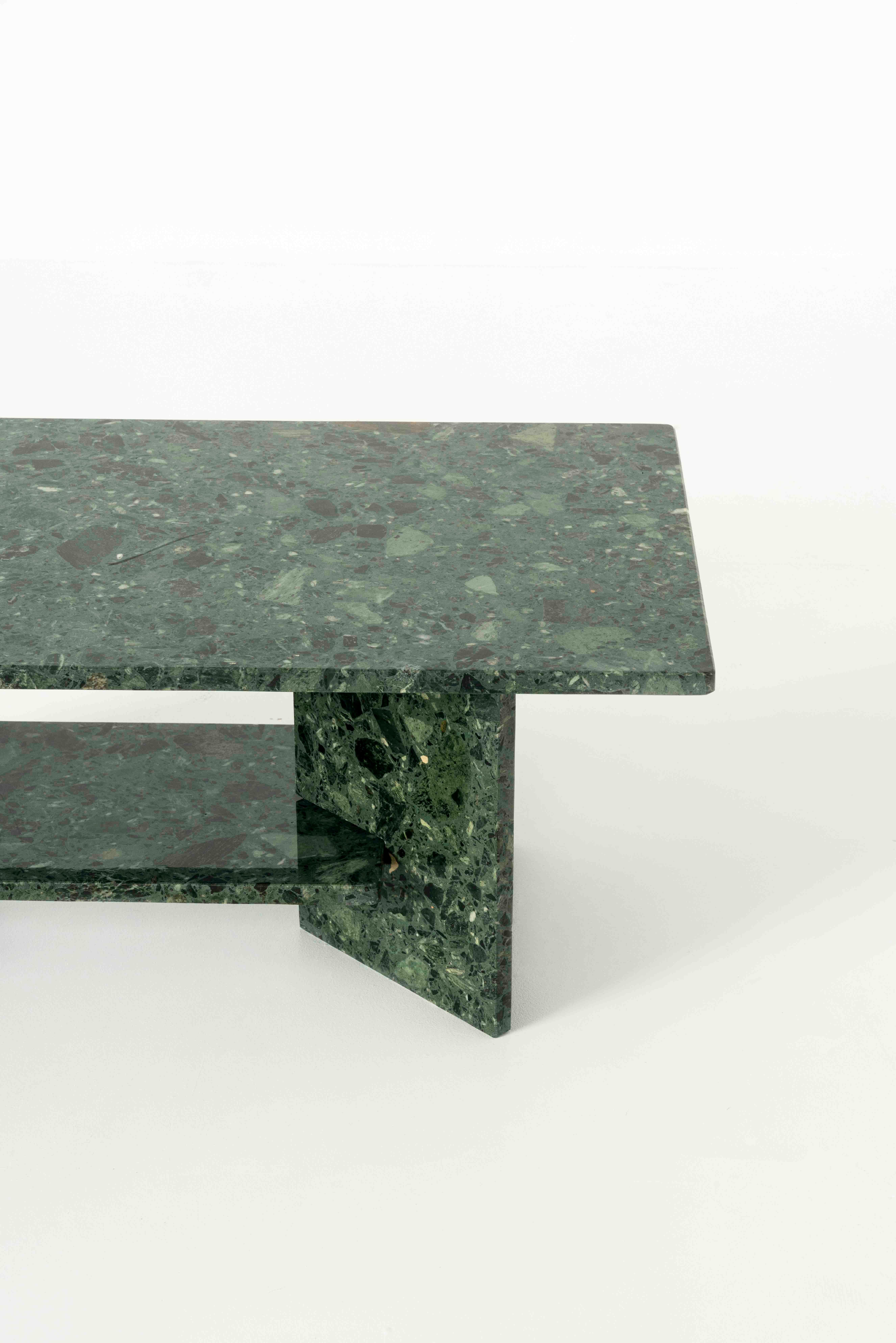 Table basse italienne vintage en marbre vert, années 1980 en vente 4