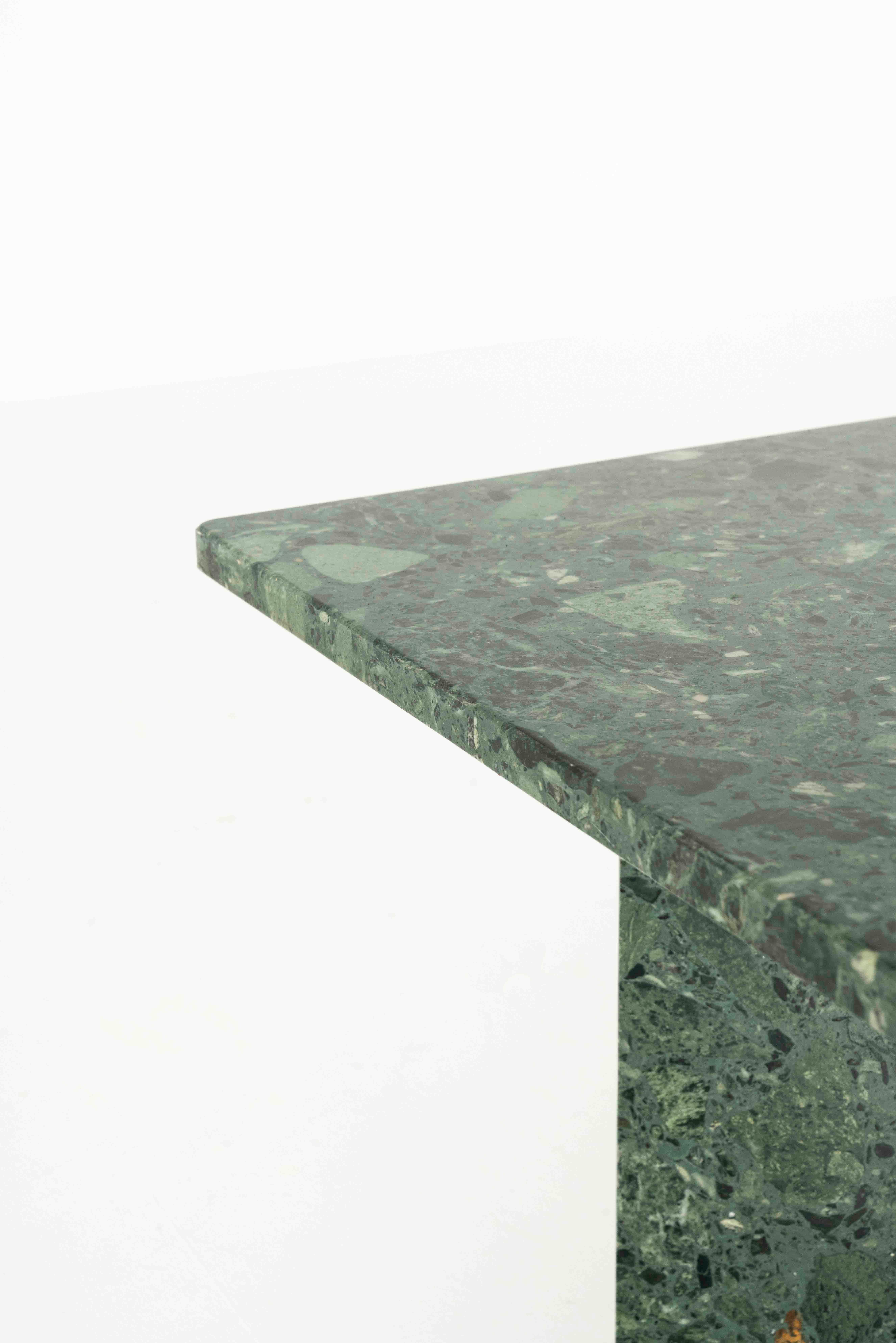 Late 20th Century Italian Vintage Green Marble Coffee Table, 1980s For Sale