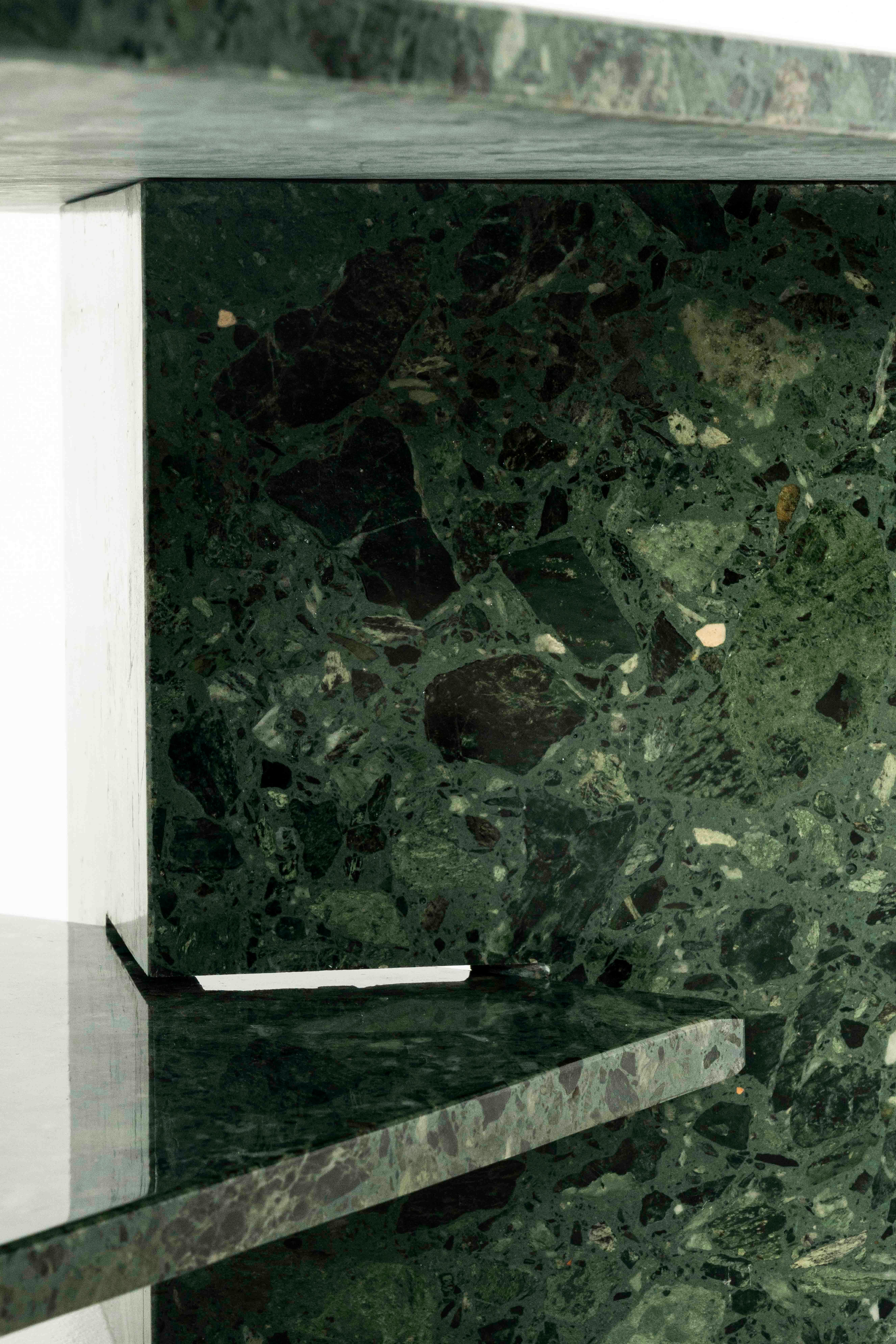Marbre Table basse italienne vintage en marbre vert, années 1980 en vente