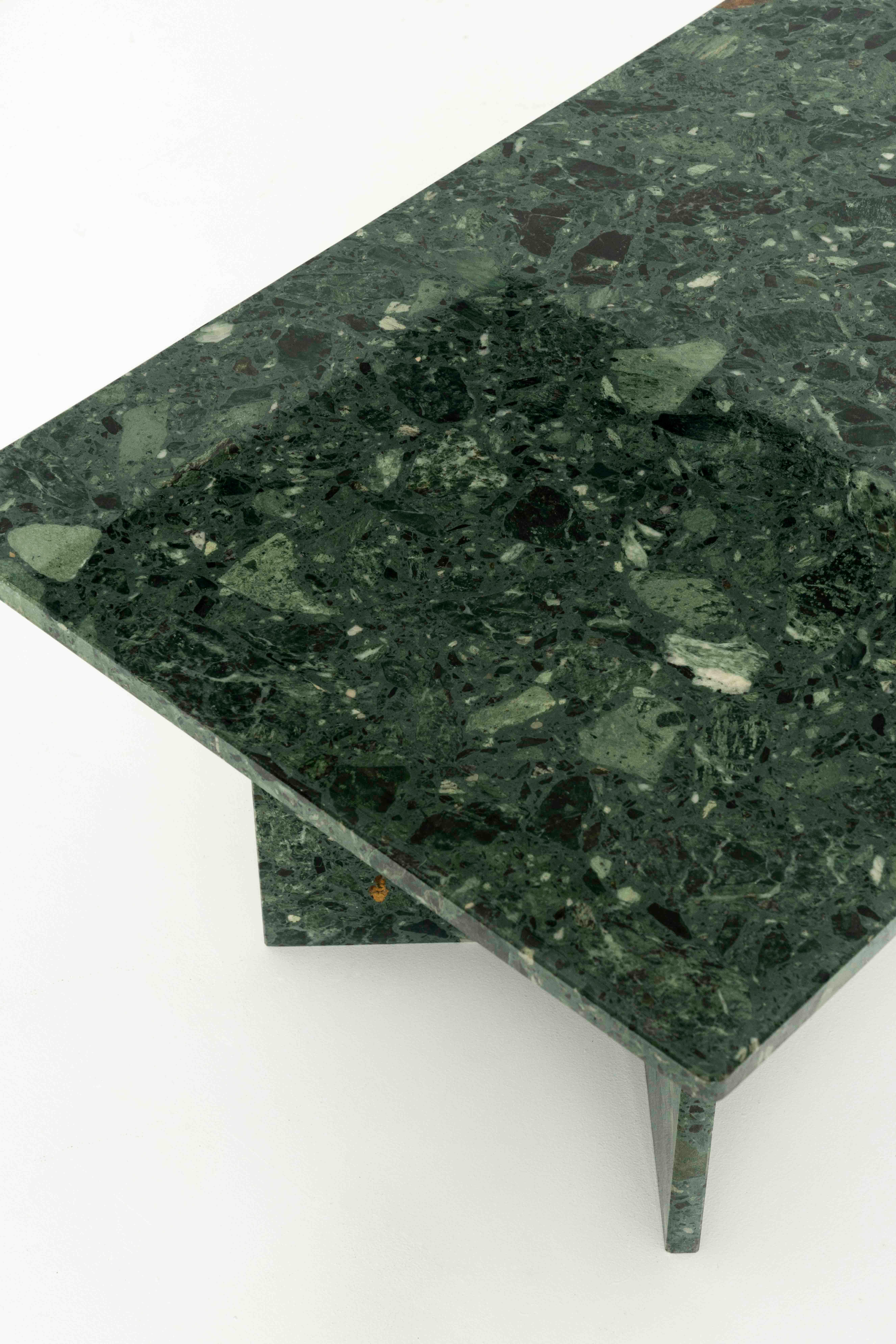 Table basse italienne vintage en marbre vert, années 1980 en vente 2