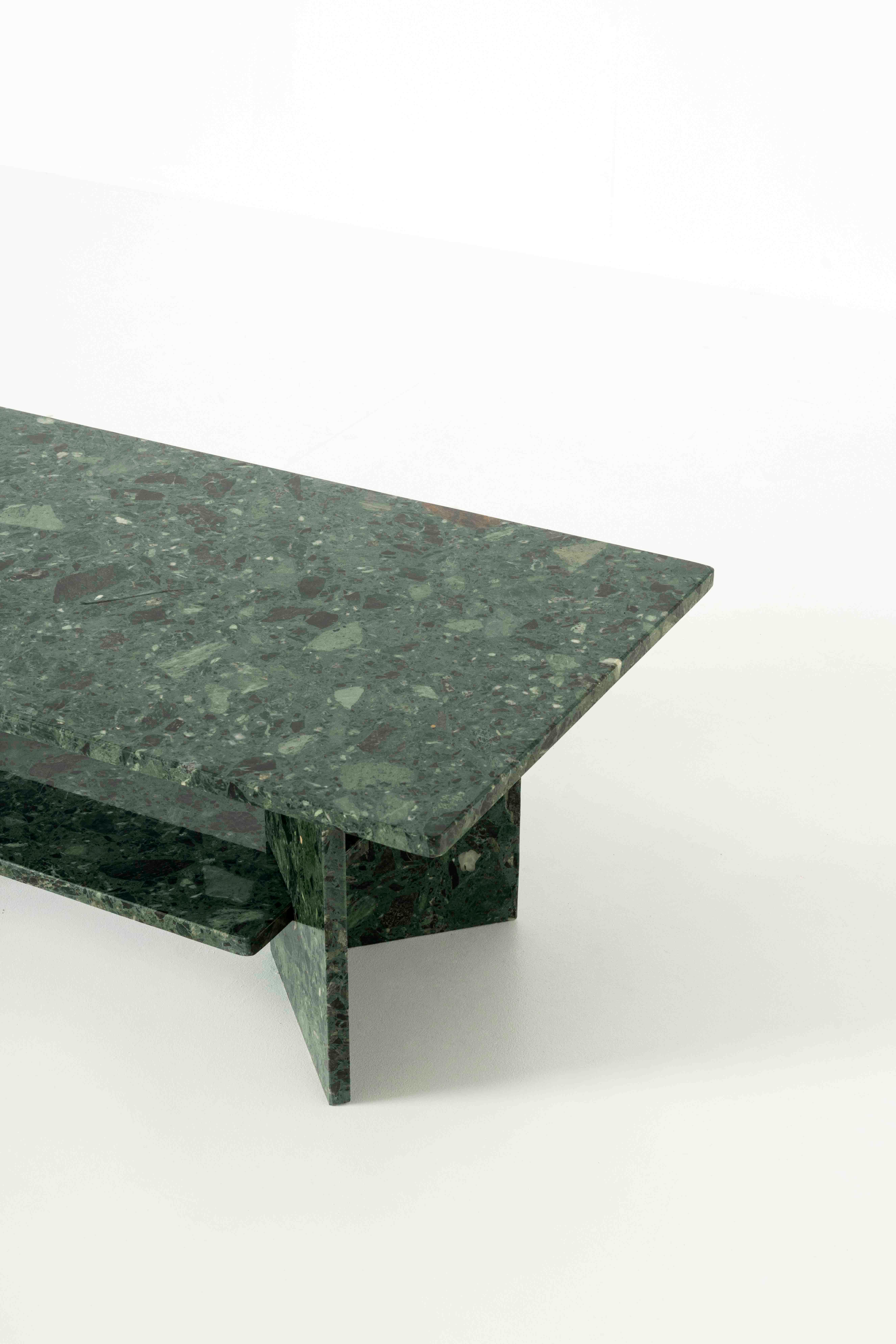 Table basse italienne vintage en marbre vert, années 1980 en vente 3