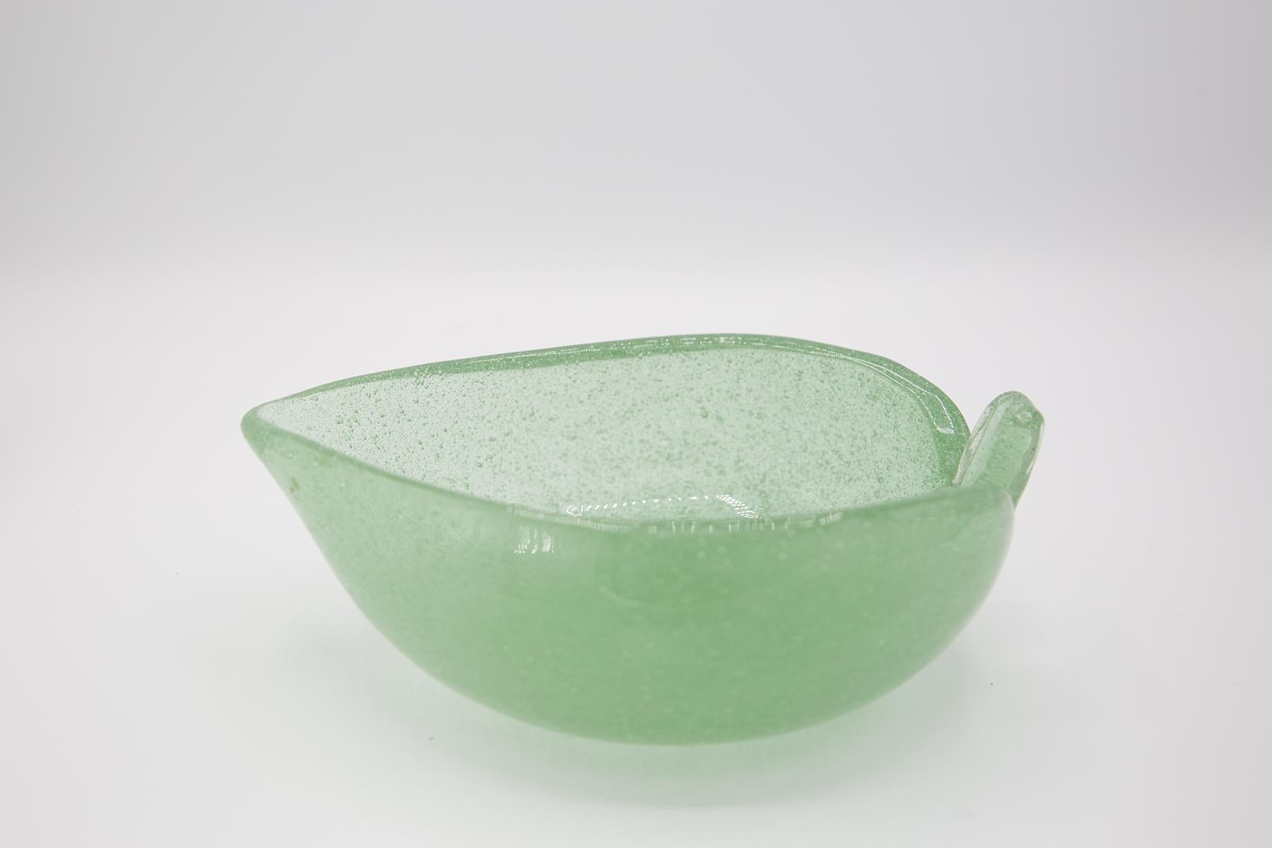 Mid-Century Modern Italian Vintage Green Murano Glass Vase by Paolo Venini