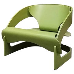 Fauteuil vintage italien en bois vert 4801 par Joe Colombo pour Kartell:: 1964