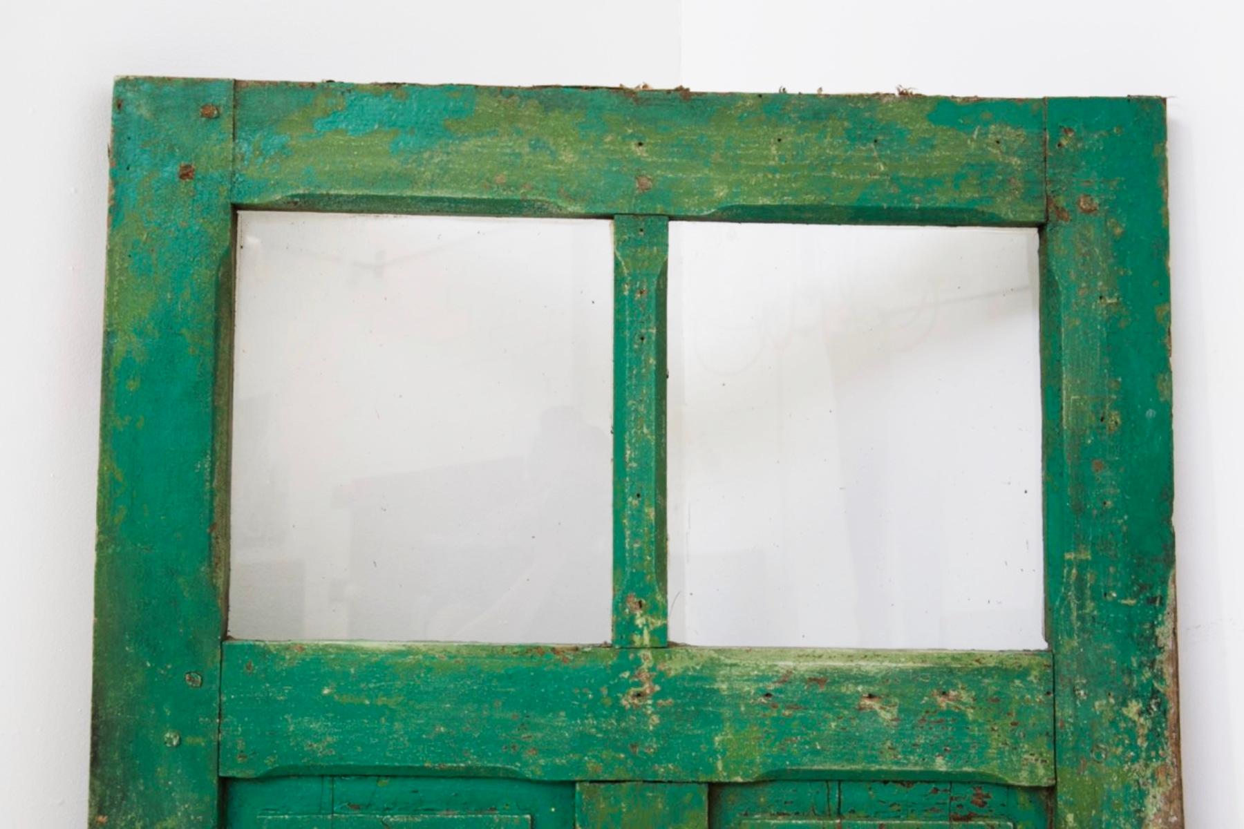 Italian Vintage Green Wooden Door from Capri For Sale 6