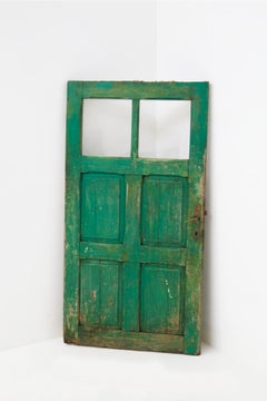 Italian Vintage Green Wooden Door from Capri