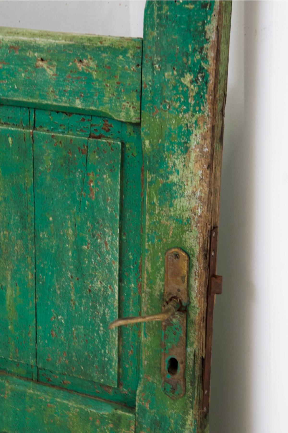Mid-Century Modern Italian Vintage Green Wooden Door from Capri For Sale