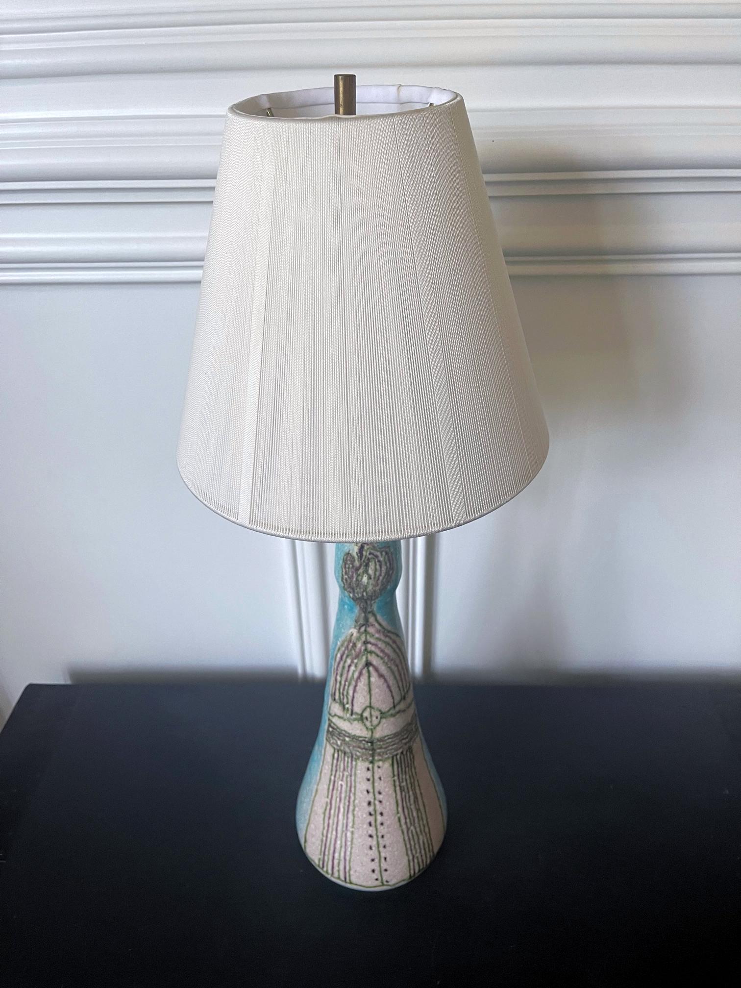 Mid-Century Modern Italian Vintage Guido Gambone Ceramic Table Lamp For Sale