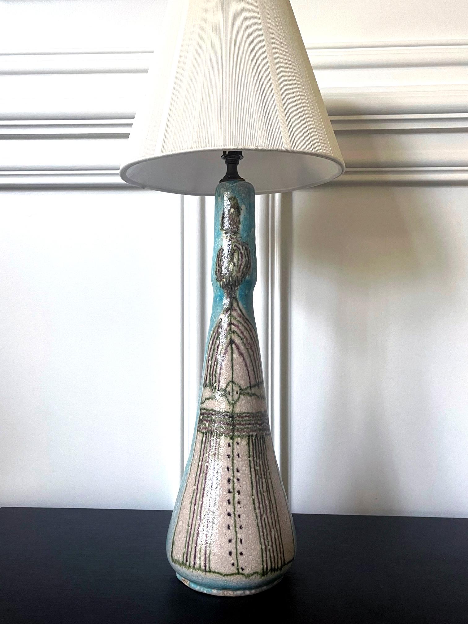 Italian Vintage Guido Gambone Ceramic Table Lamp In Good Condition For Sale In Atlanta, GA