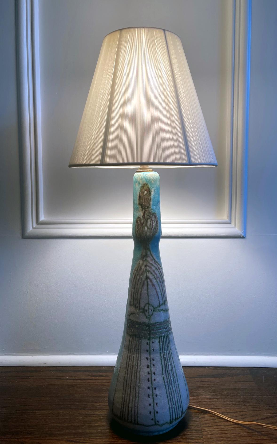 20th Century Italian Vintage Guido Gambone Ceramic Table Lamp For Sale