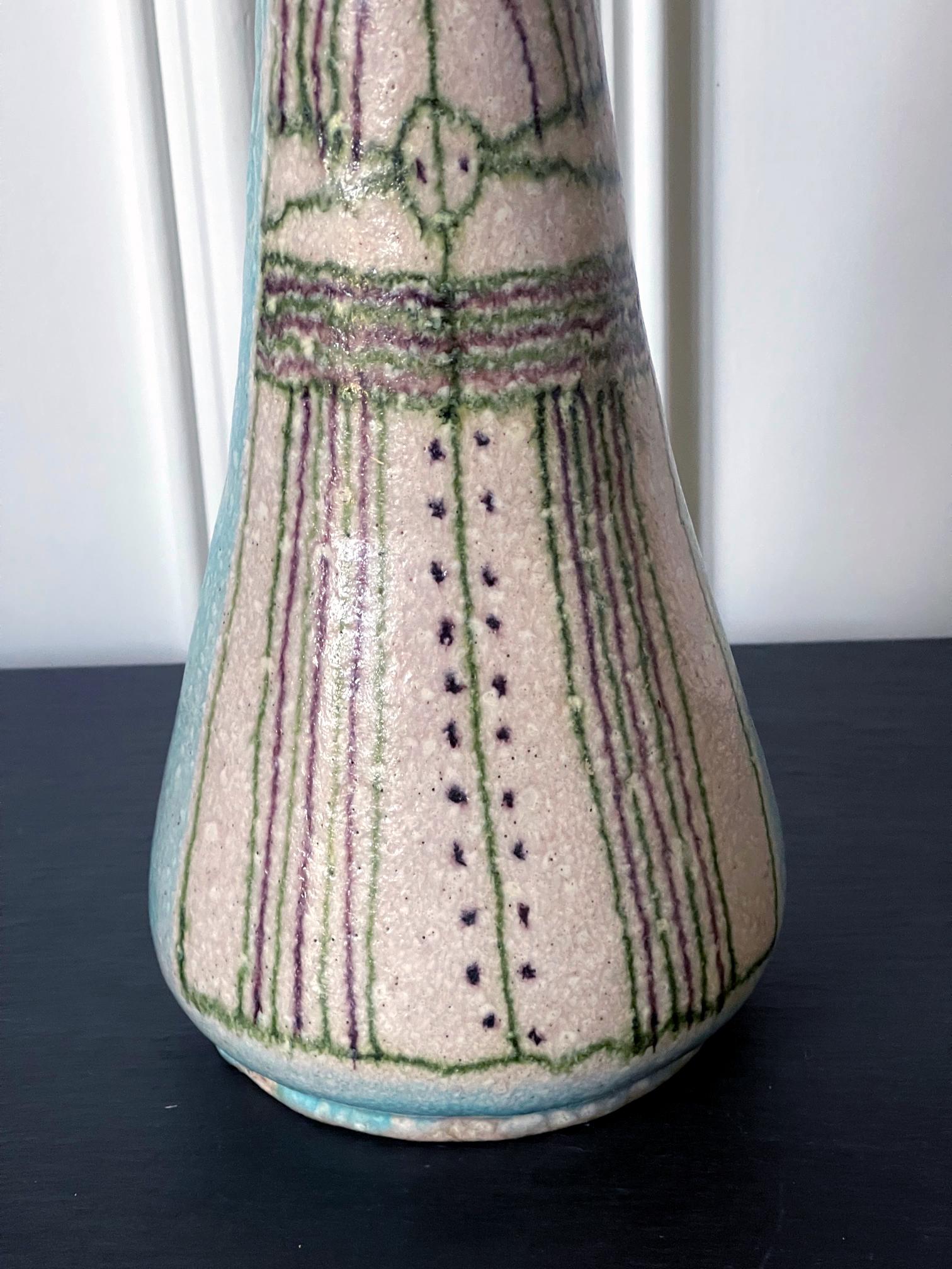 Italian Vintage Guido Gambone Ceramic Table Lamp For Sale 3