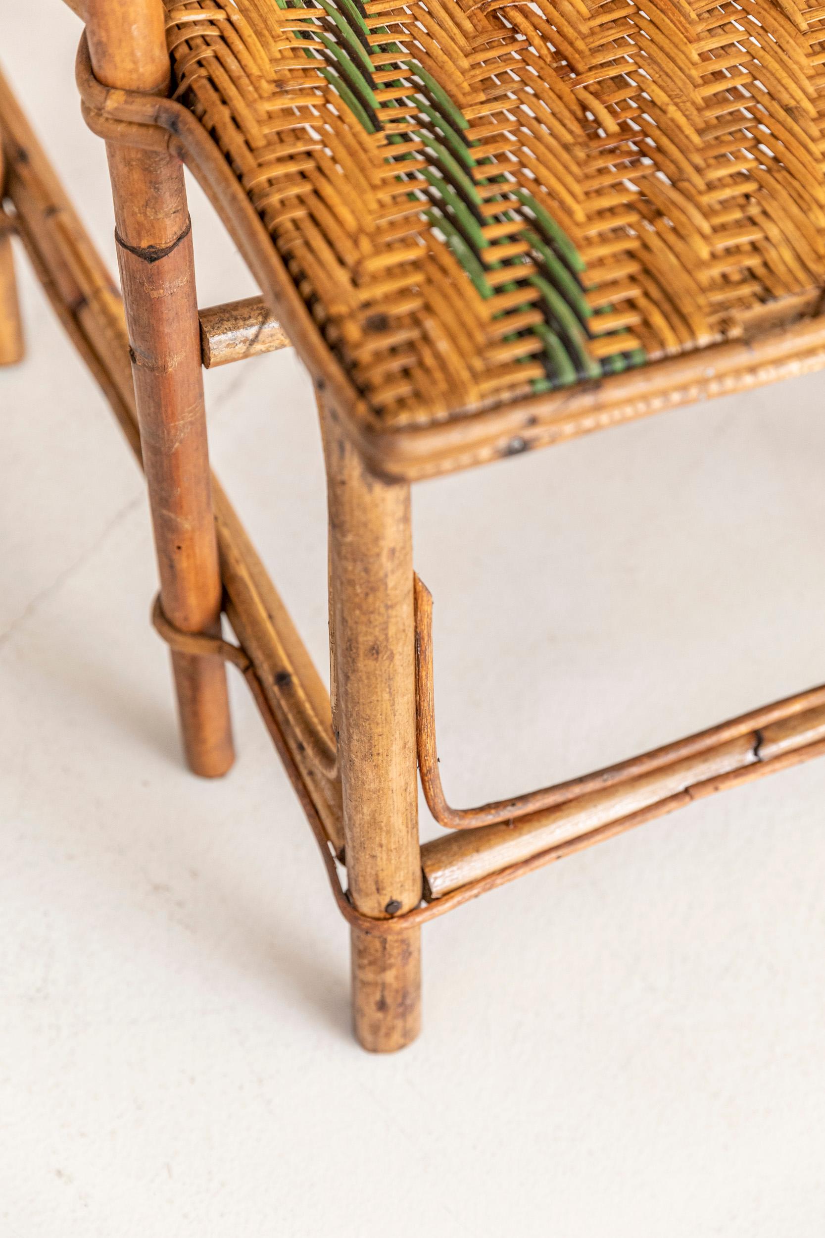 Italian Vintage Hand-Woven Rattan Lounge Chair 10