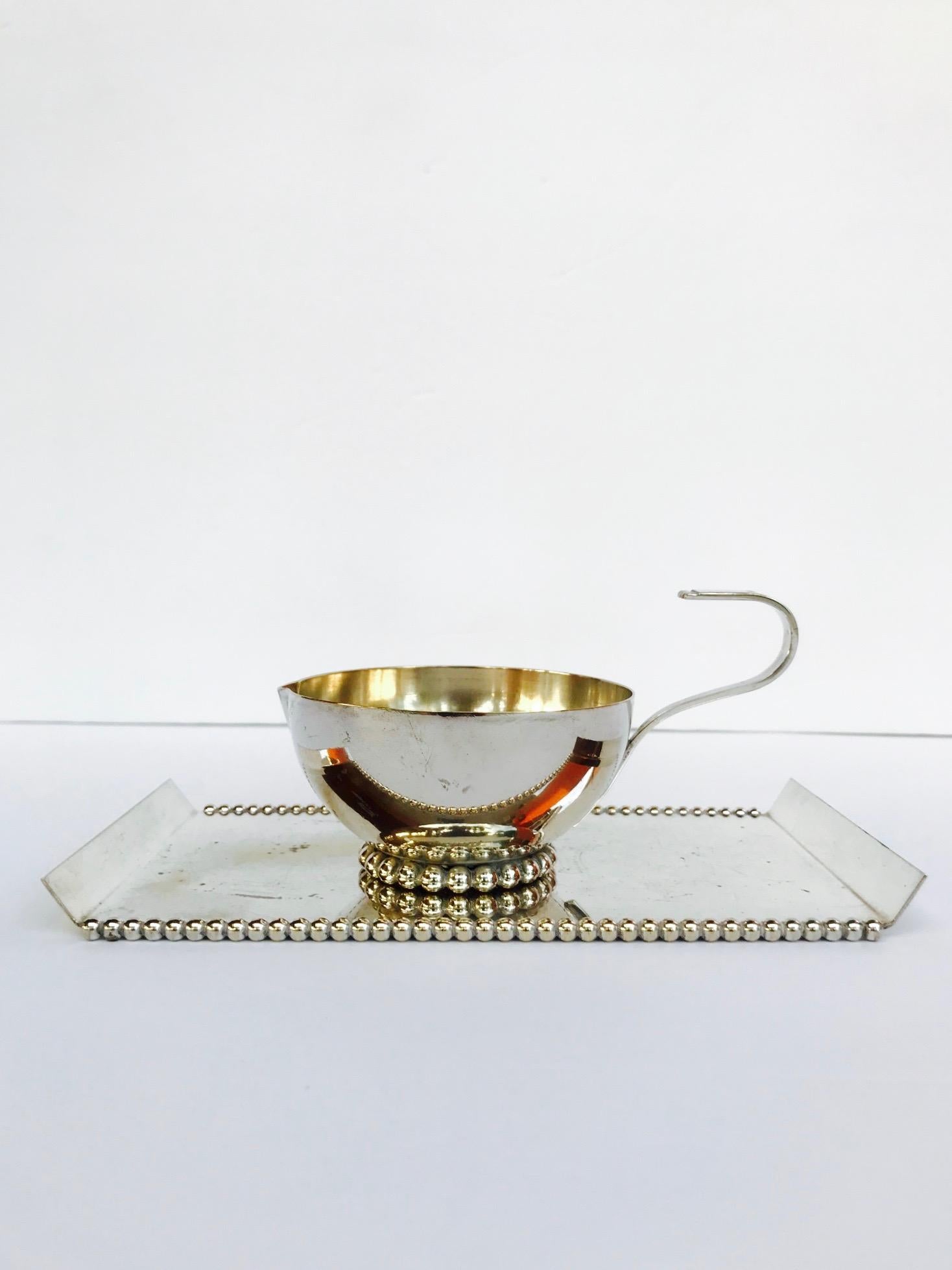 Silver Plate Italian Vintage Handmade Silver Creamer and Sugar Serving Set, 1970s