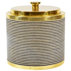 Italian Vintage Ice Bucket in Brass and Fabric by Rinnovel, Possibly Sottsass