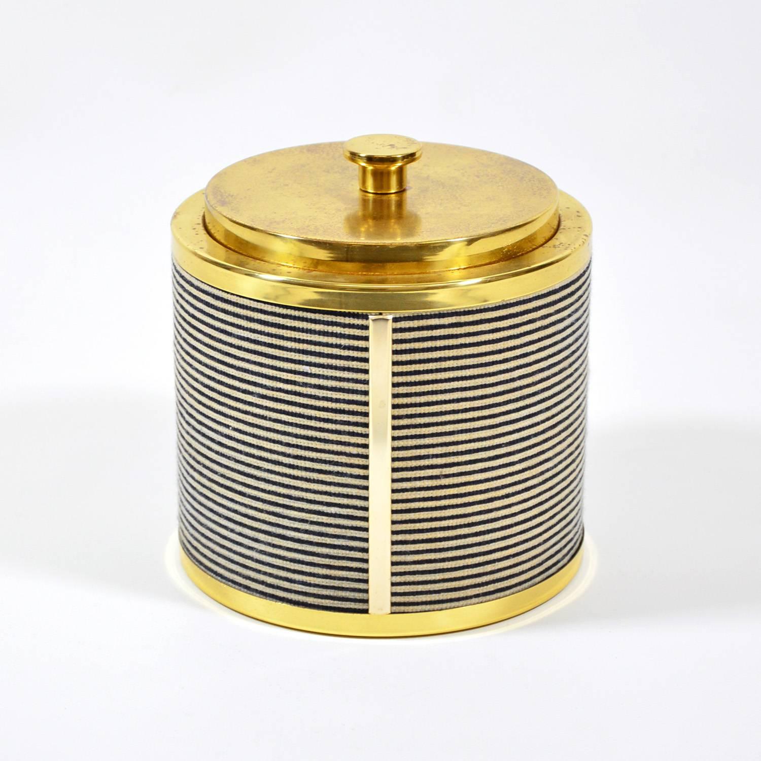 Modern Italian Vintage Ice Bucket in Brass and Fabric by Rinnovel, Possibly Sottsass