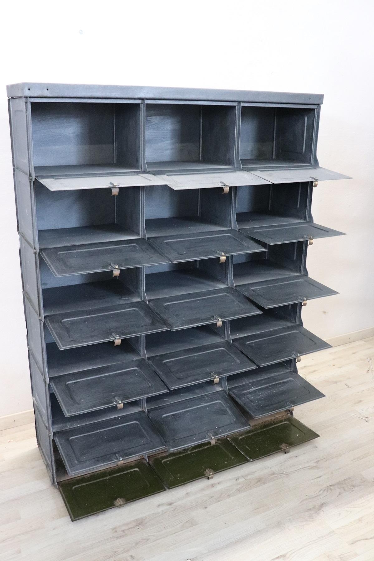 Mid-20th Century Italian Vintage Industrial Large Apothecary Multi Drawers in Metal