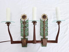 Applique vintage italiana in ferro e lamiera con motivo a girasoli