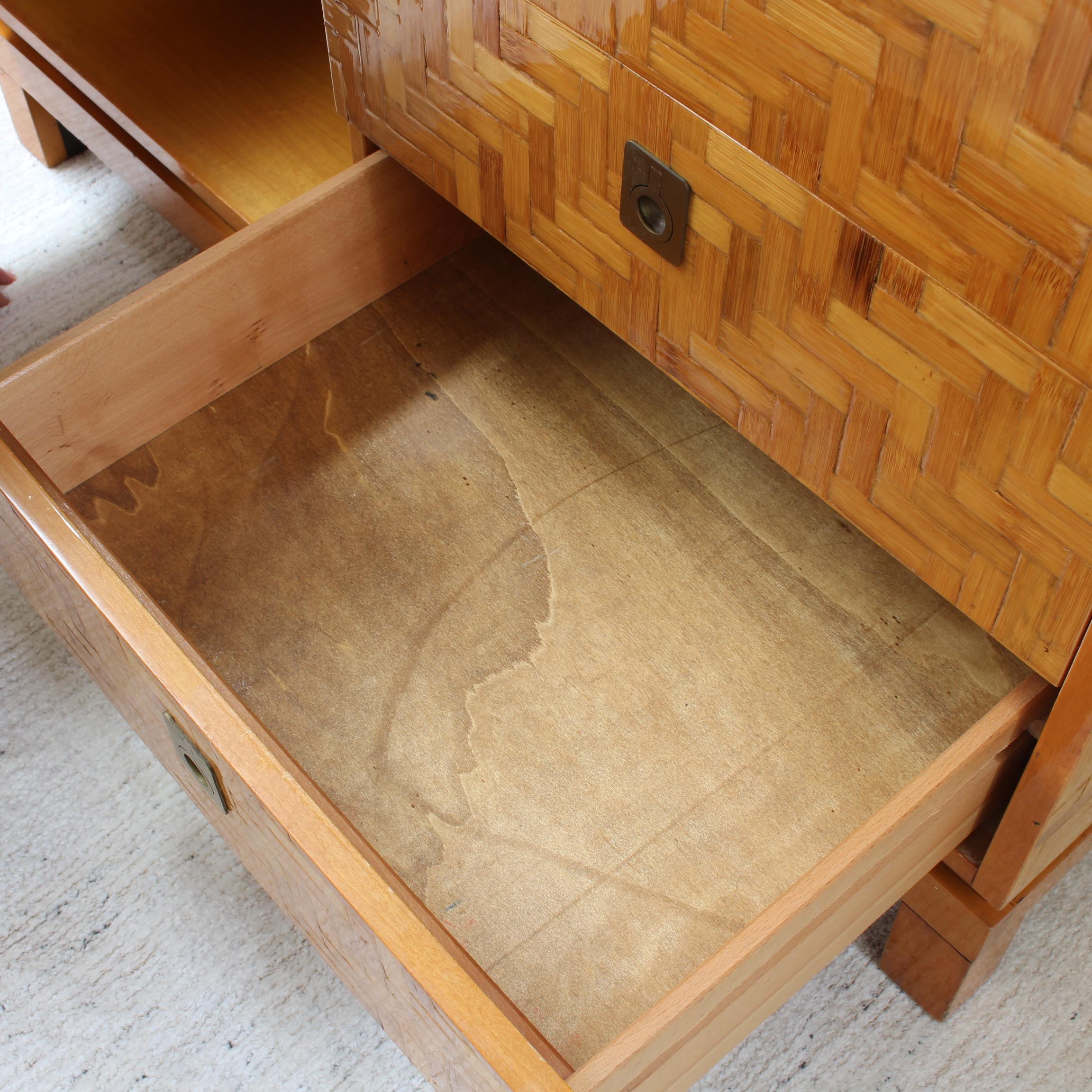 Italian Vintage Lacquered Bamboo Marquetry Credenza (circa 1970s) For Sale 9