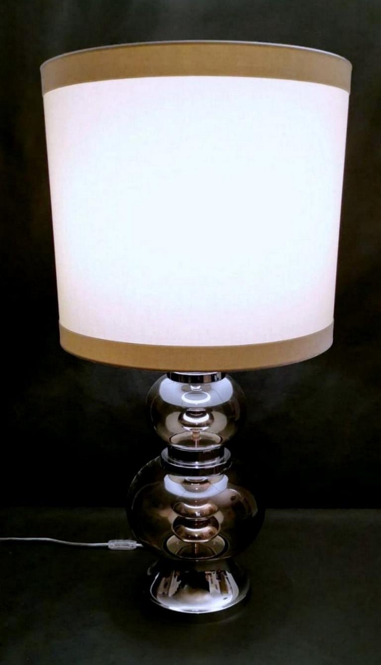 Italian Vintage Lamp Steel and Smoked Glass For Sale at 1stDibs ...