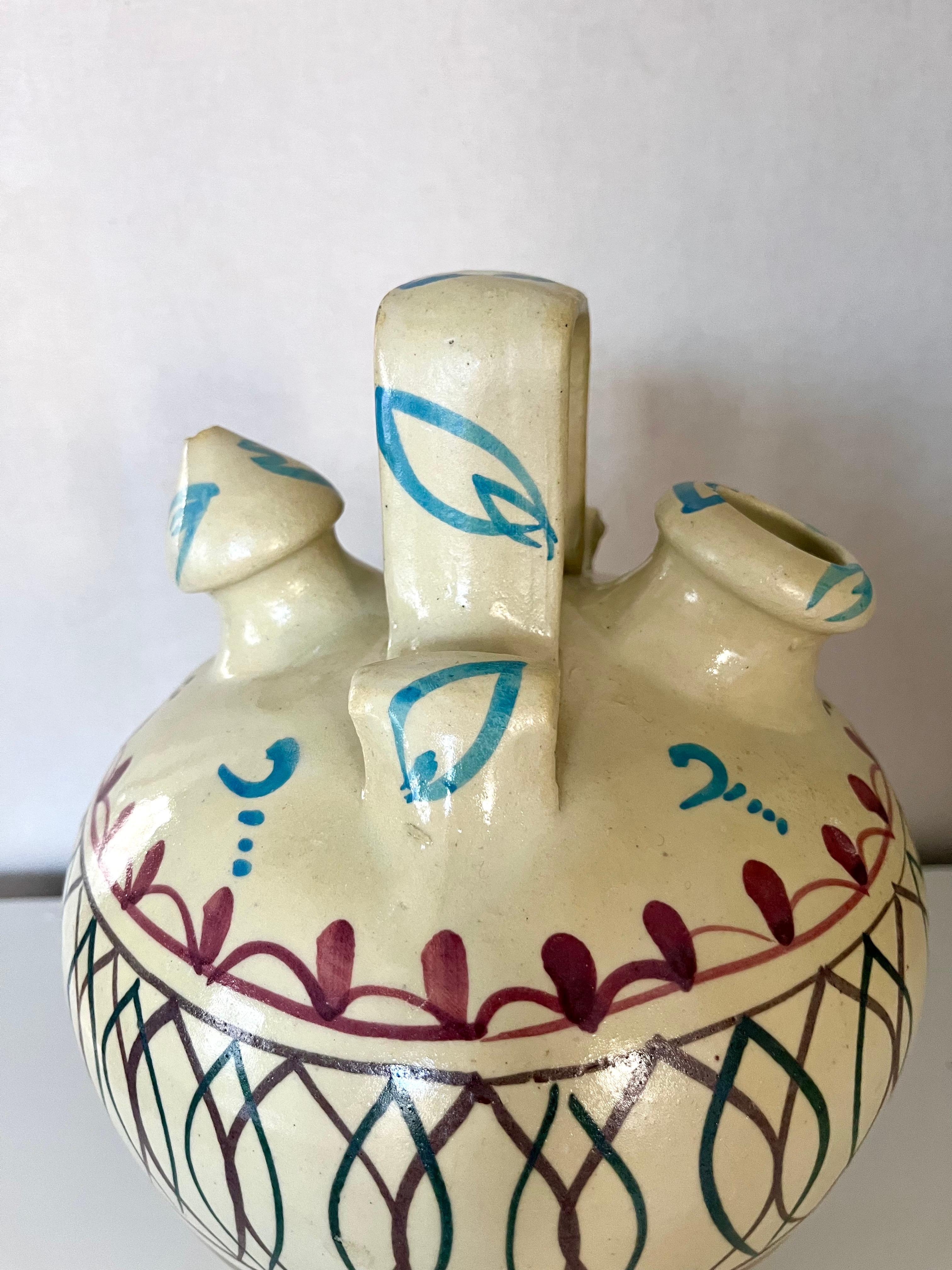 Organico moderno Grande brocca/vaso in ceramica dipinta a mano, 1960 in vendita