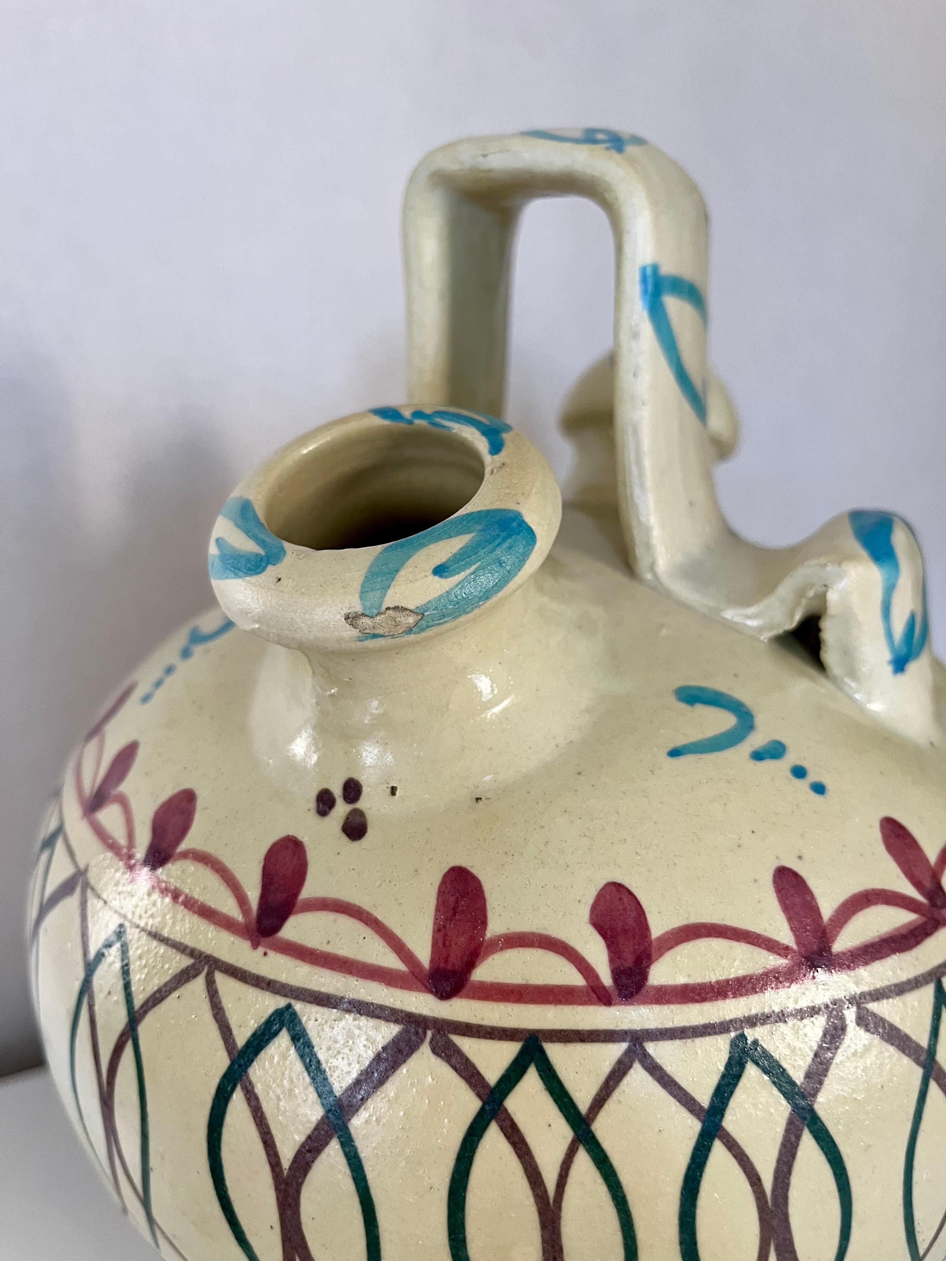 Grande brocca/vaso in ceramica dipinta a mano, 1960 In condizioni buone in vendita a Frederiksberg C, DK