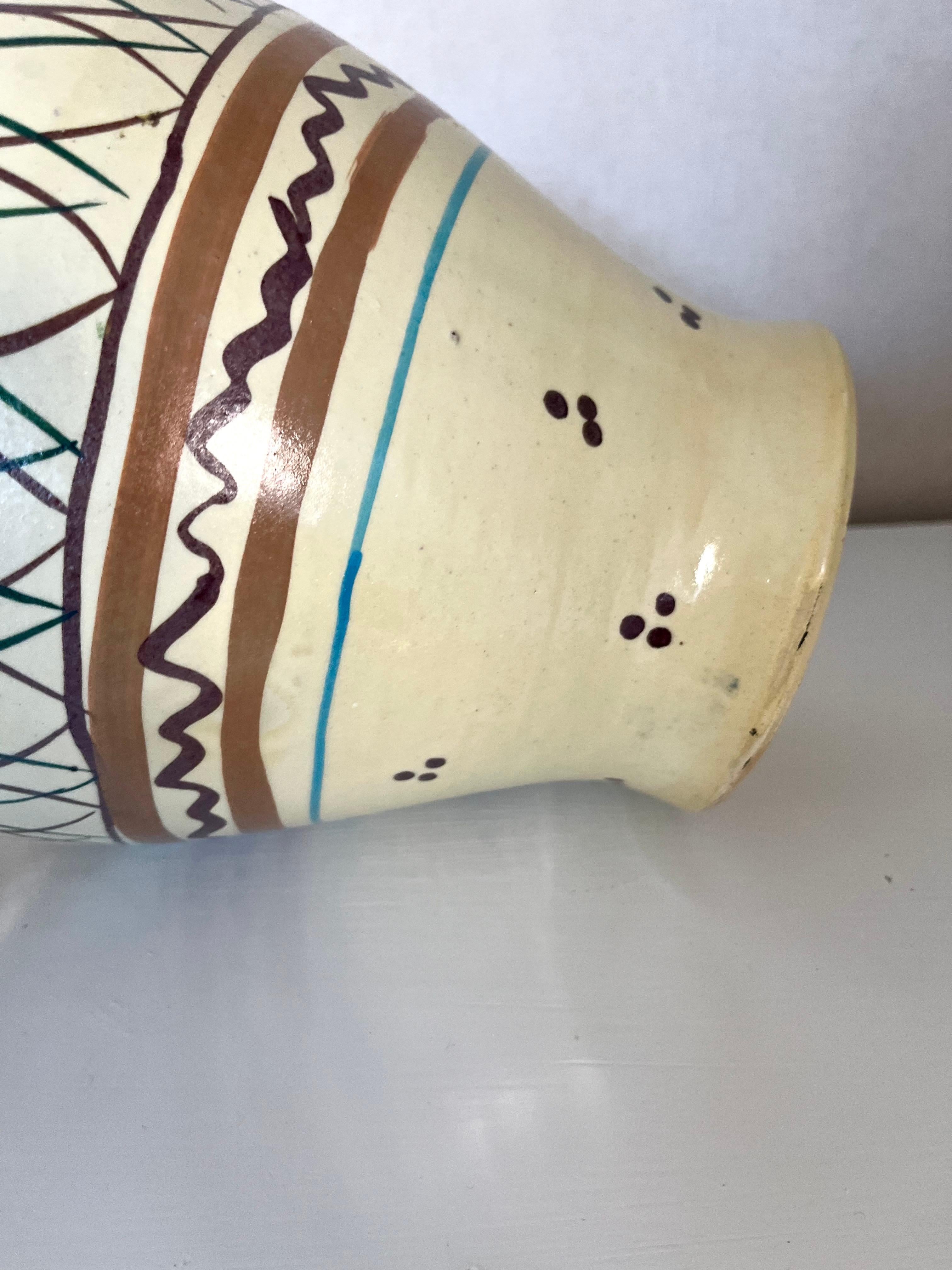 Grande brocca/vaso in ceramica dipinta a mano, 1960 in vendita 1
