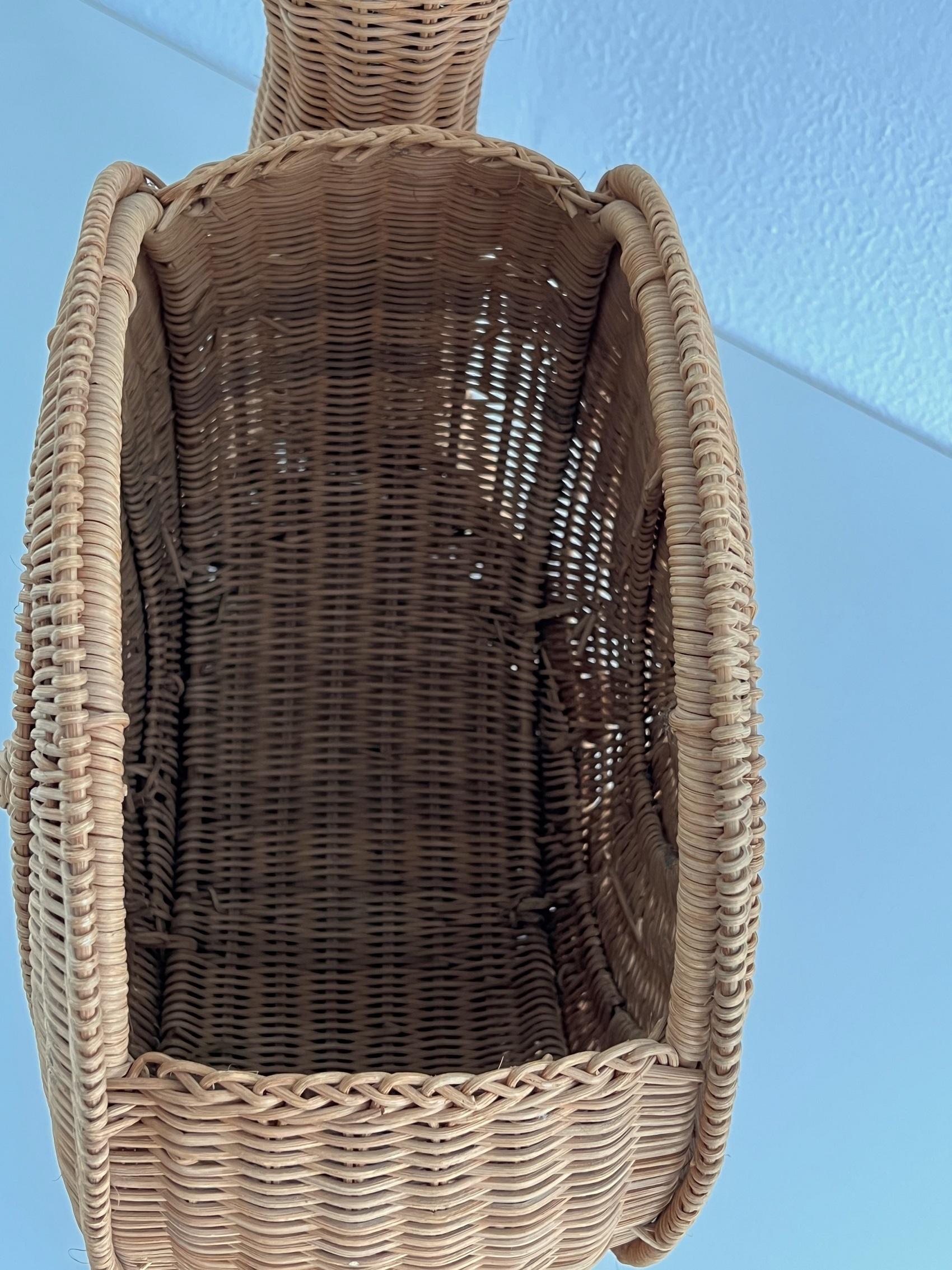 Italian Vintage Large Rattan Snail Basket, 1980s 4