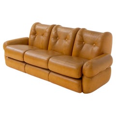 Italian Vintage Leather Three-Seats Sofa