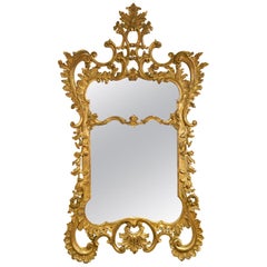 Italian Vintage Louis XV Style Elaborately Carved Two Panel Giltwood Mirror