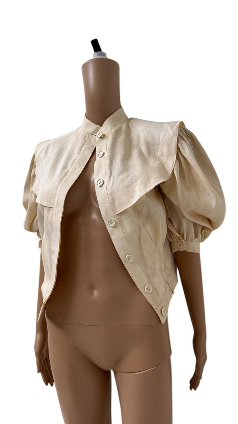 Italian Vintage Luciano Soprani Belted Linen Blouse en vente 6