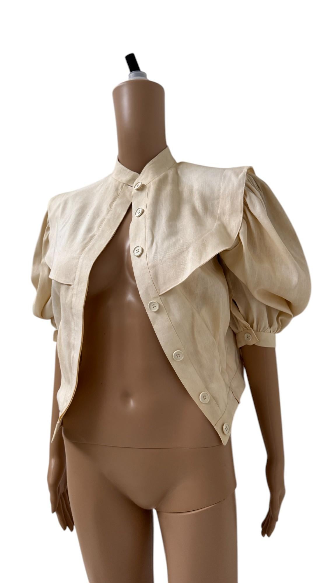 Italian Vintage Luciano Soprani Belted Linen Blouse im Angebot 7