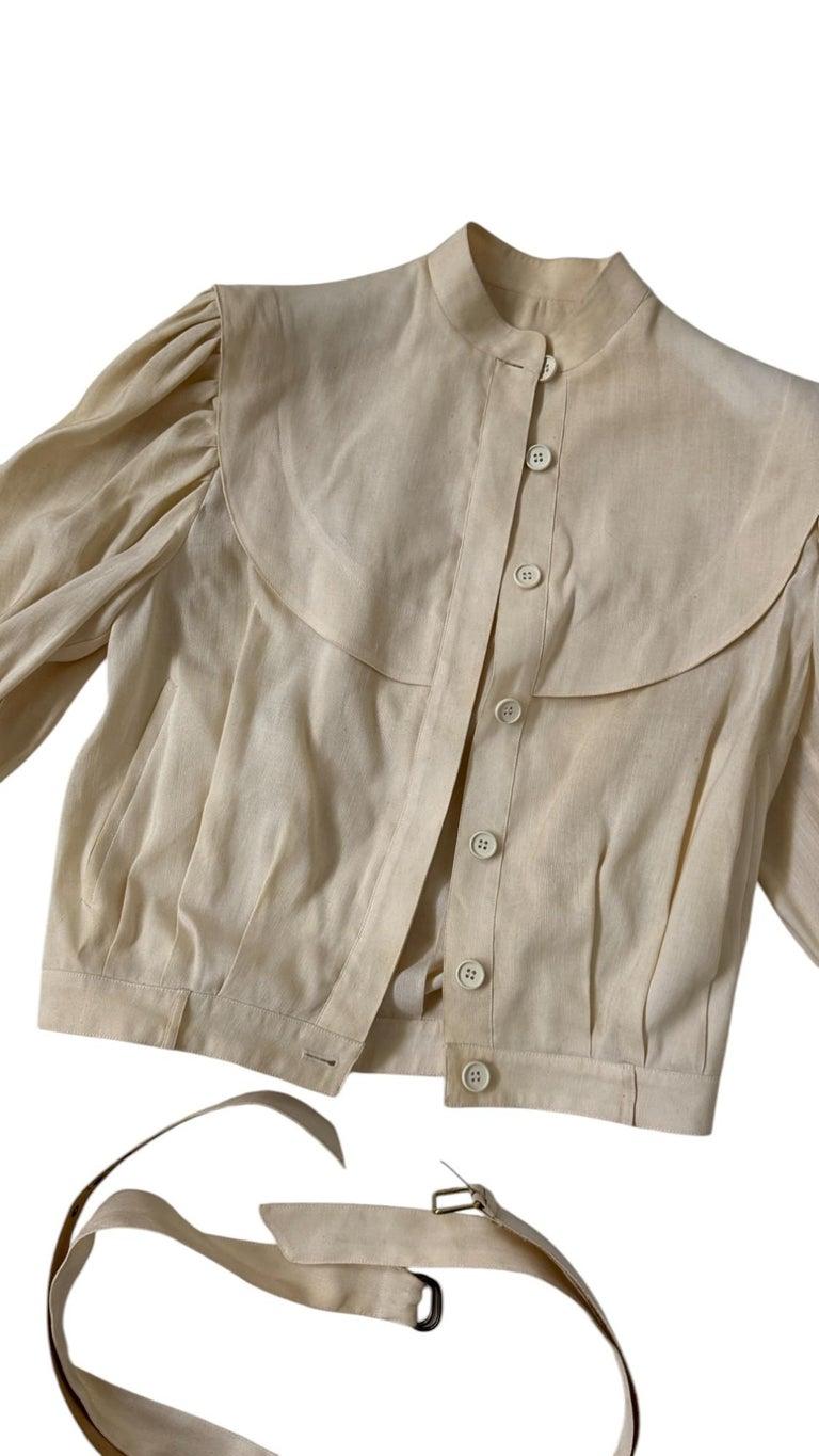 Italian Vintage Luciano Soprani Belted Linen Blouse Pour femmes en vente