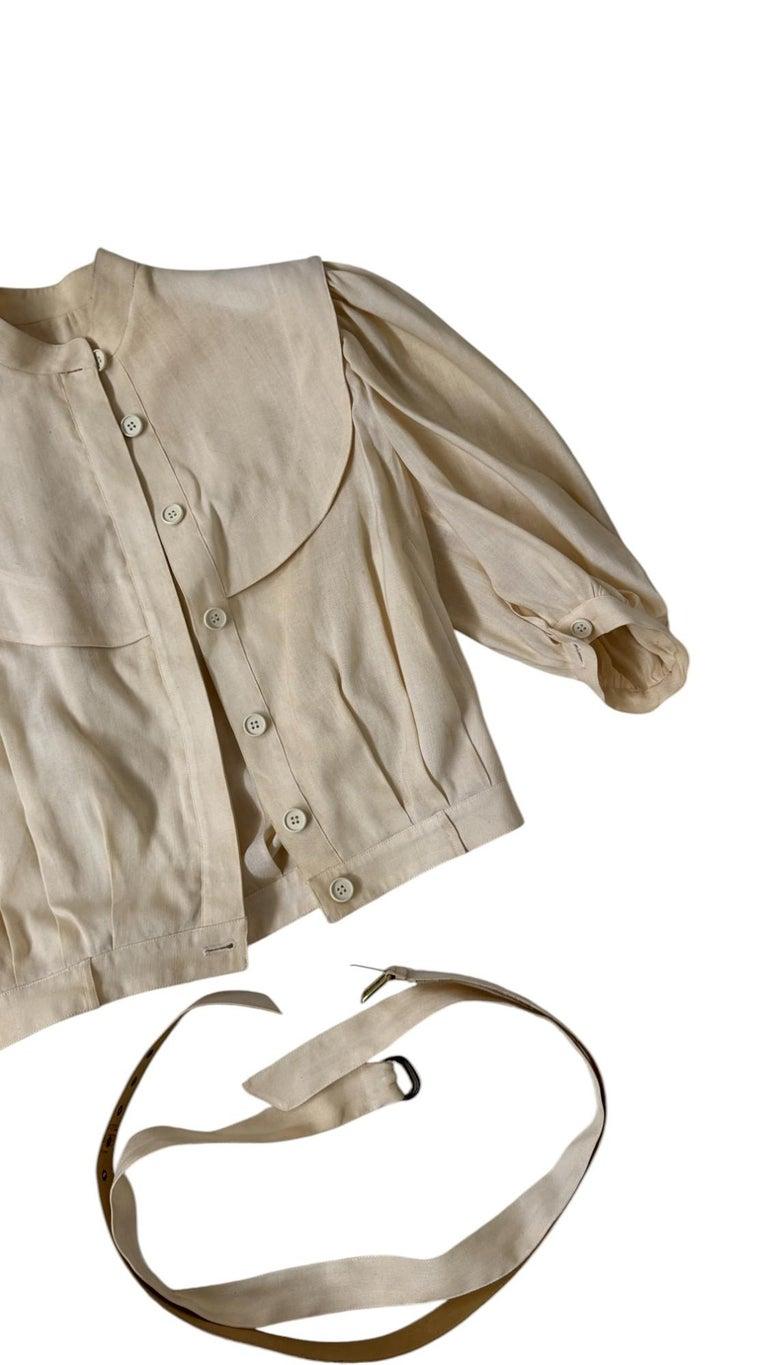Italian Vintage Luciano Soprani Belted Linen Blouse en vente 1