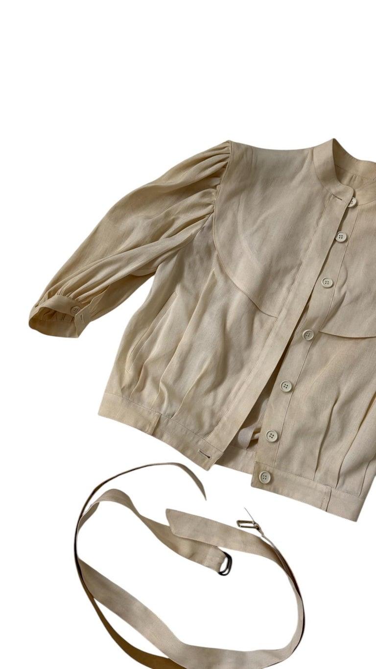 Italian Vintage Luciano Soprani Belted Linen Blouse en vente 2