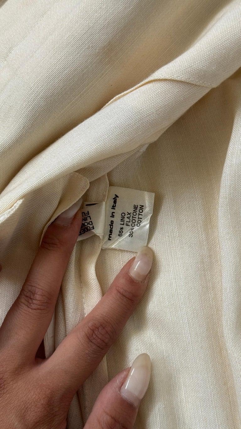 Italian Vintage Luciano Soprani Belted Linen Blouse en vente 4