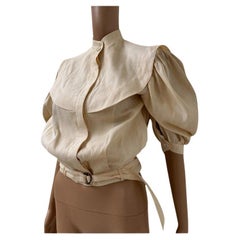 Italian Vintage Luciano Soprani Belted Linen Blouse