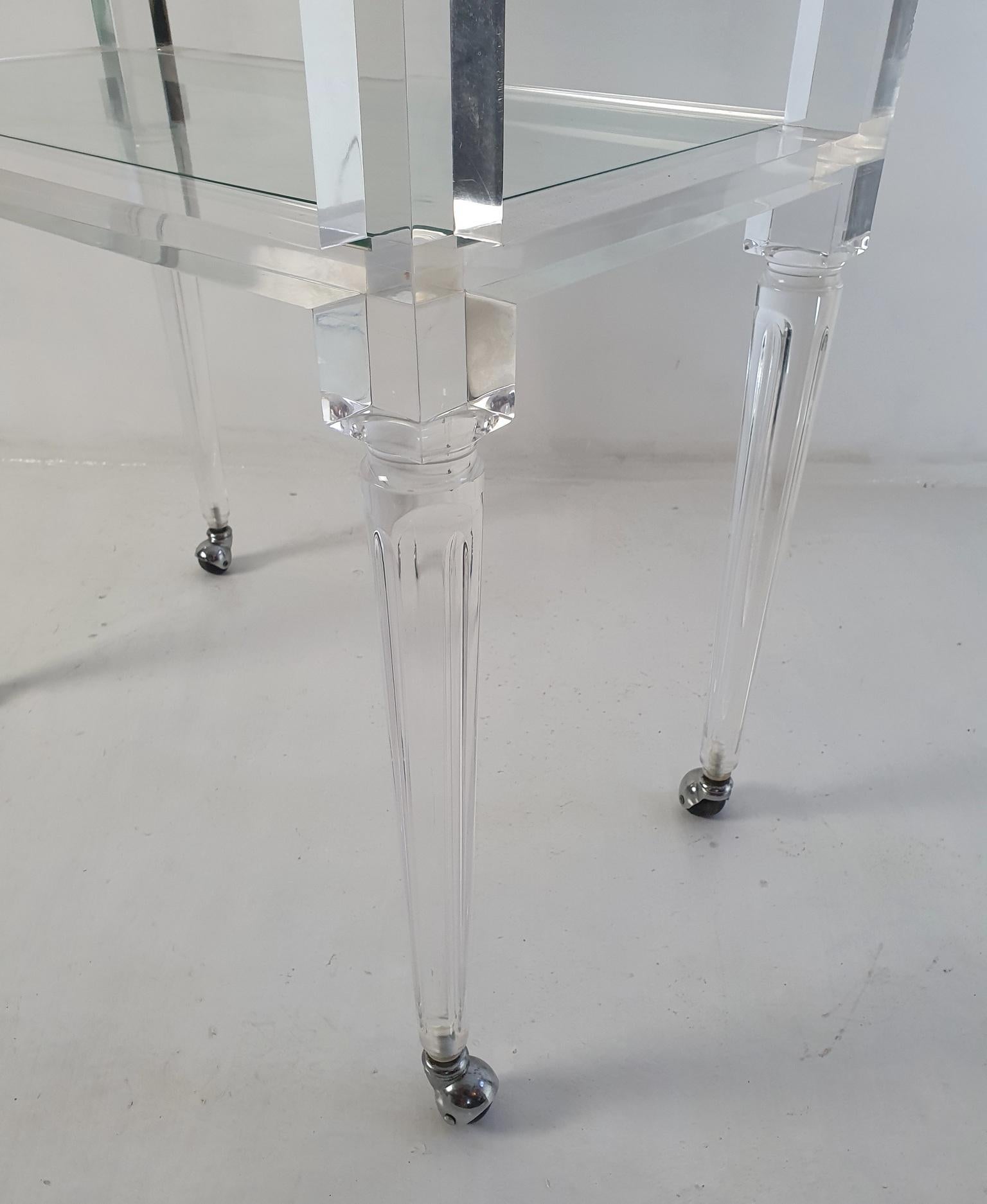 Carrito de Bar Lucite Vintage Italiano en venta 1