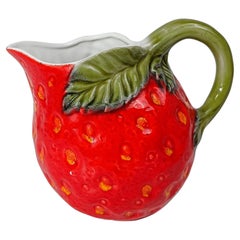 Italian Vintage Majolica Jug in the shape of a Strawberry,  Italica ARS Style