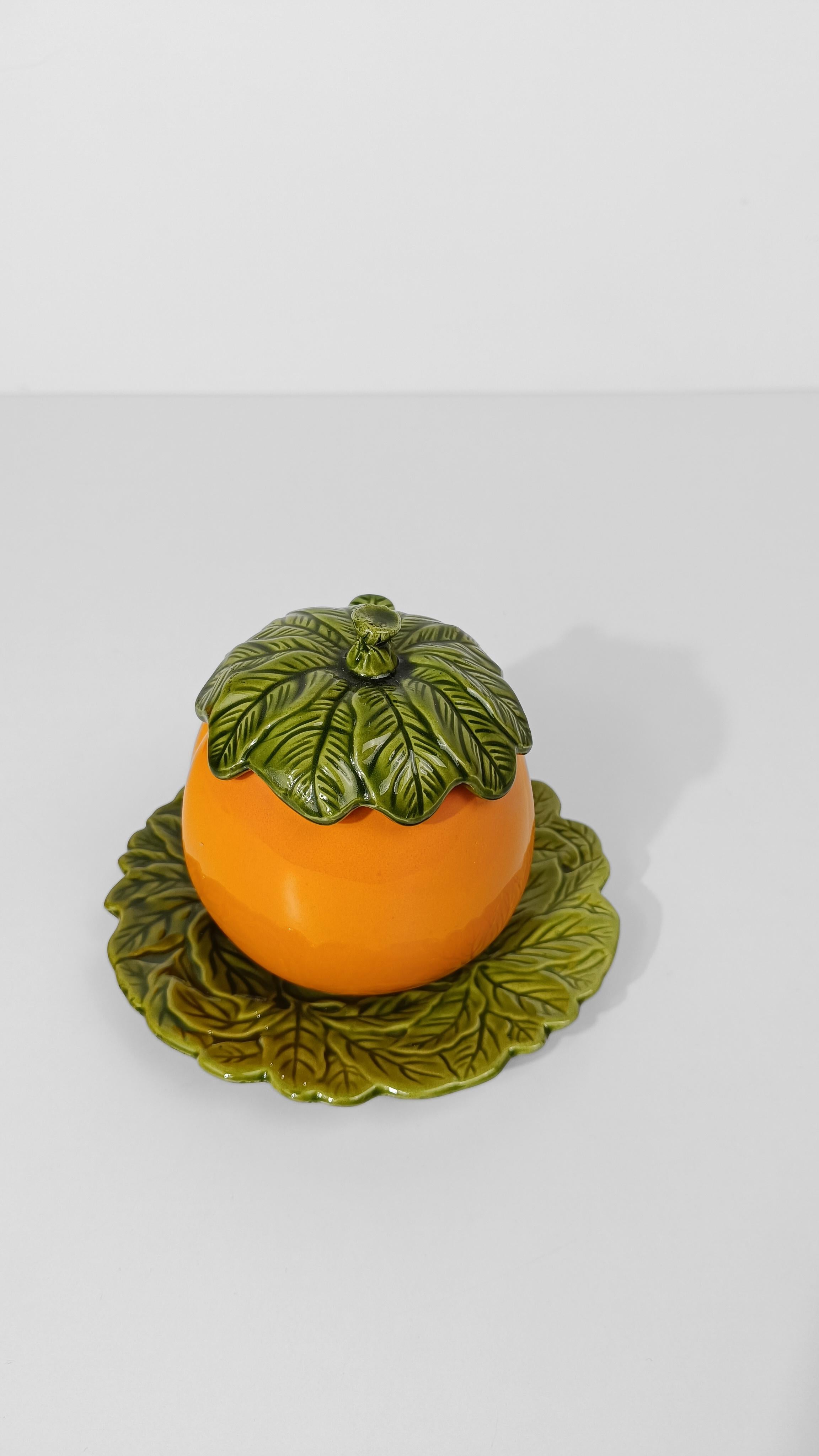 Italian Vintage Majolica Sugar Bowl in the shape of a Pepper by Italica ARS For Sale 6