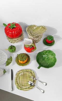 Italian Vintage Majolica Sugar Bowl in the shape of a Strawberry by Italica ARS