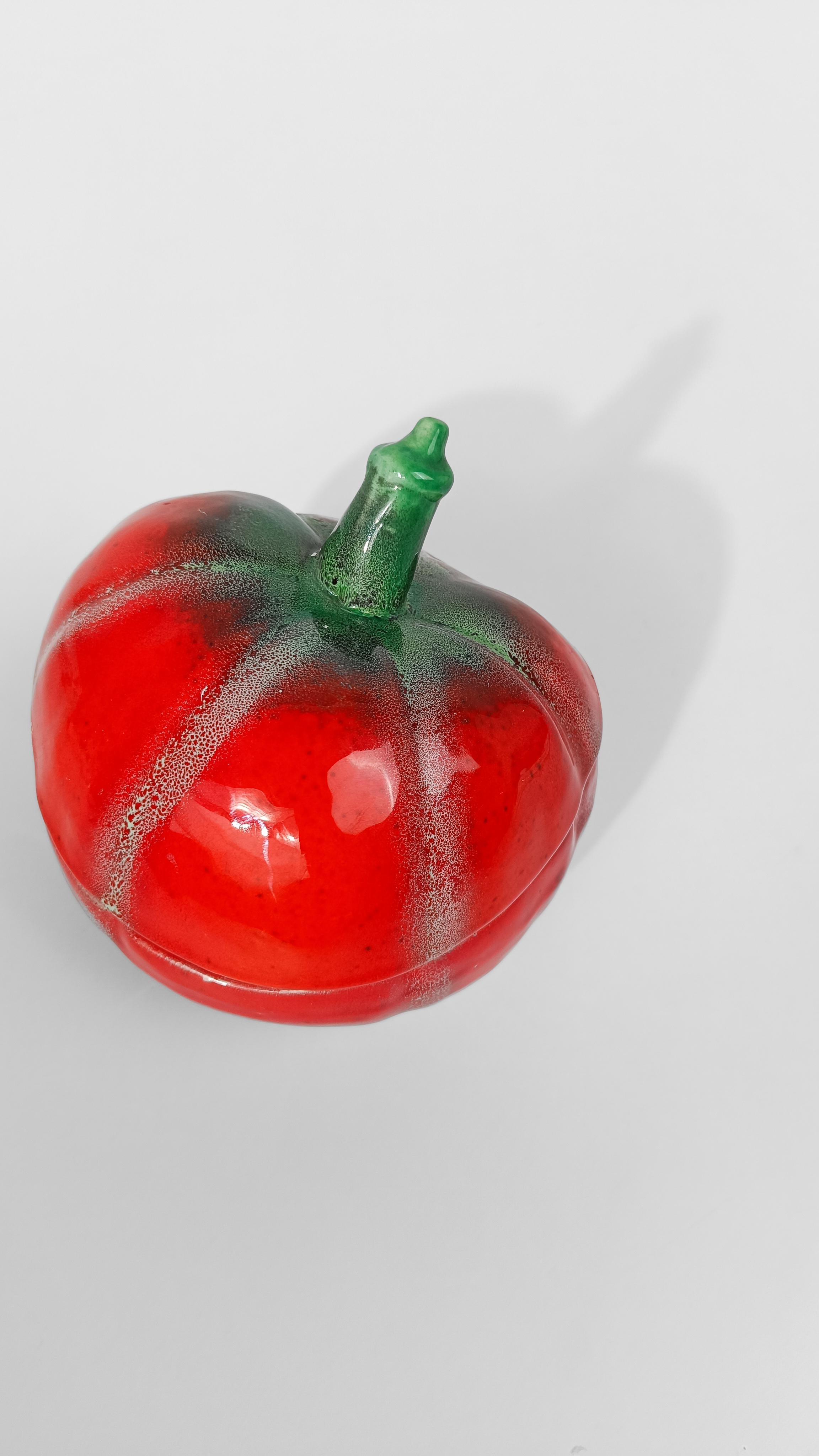 Italian Vintage Majolica Sugar Bowl in the shape of a Tomato by Pacetti Albisola For Sale 4
