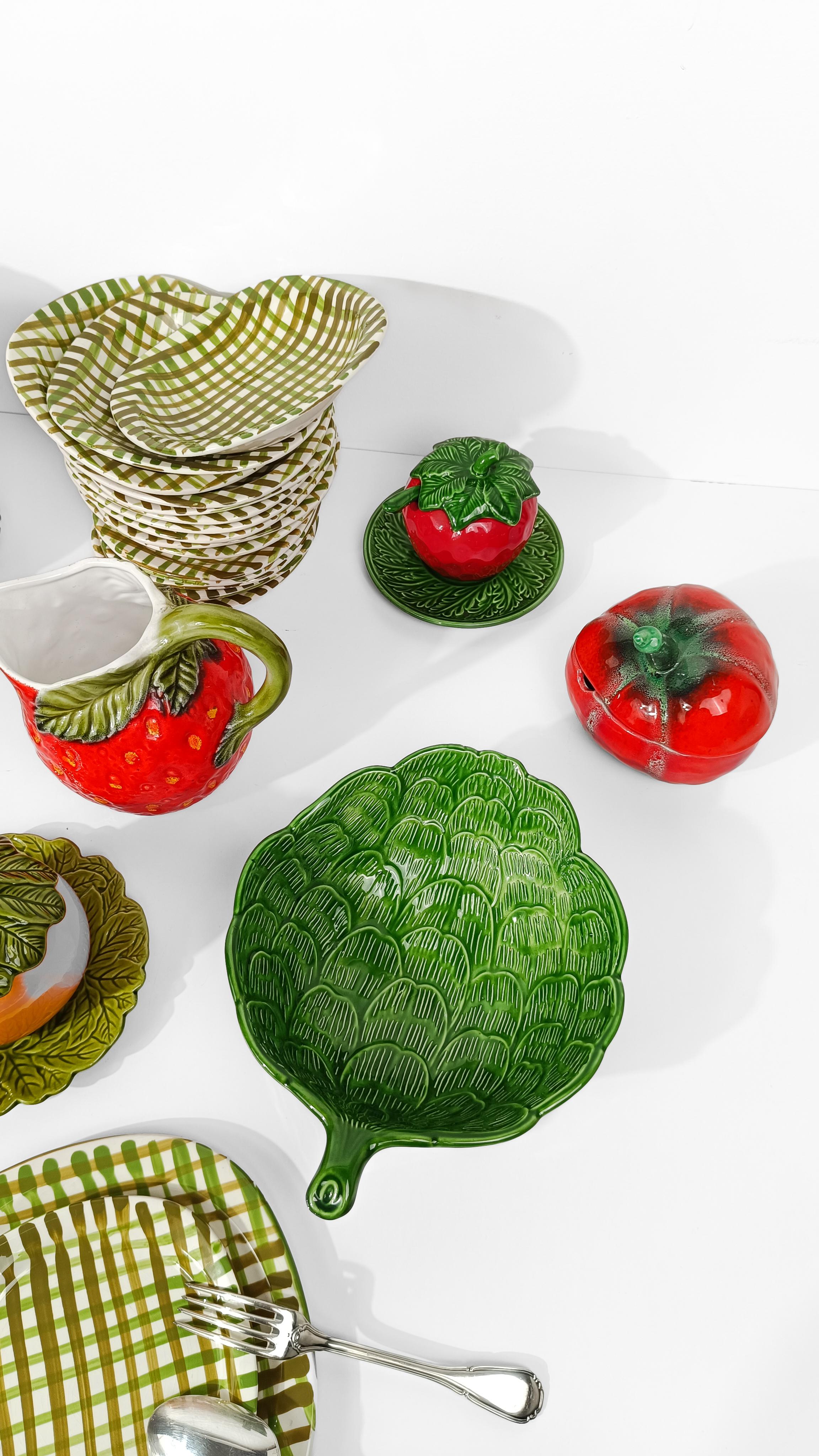 Italian Vintage Majolica Sugar Bowl in the shape of a Tomato by Pacetti Albisola For Sale 5