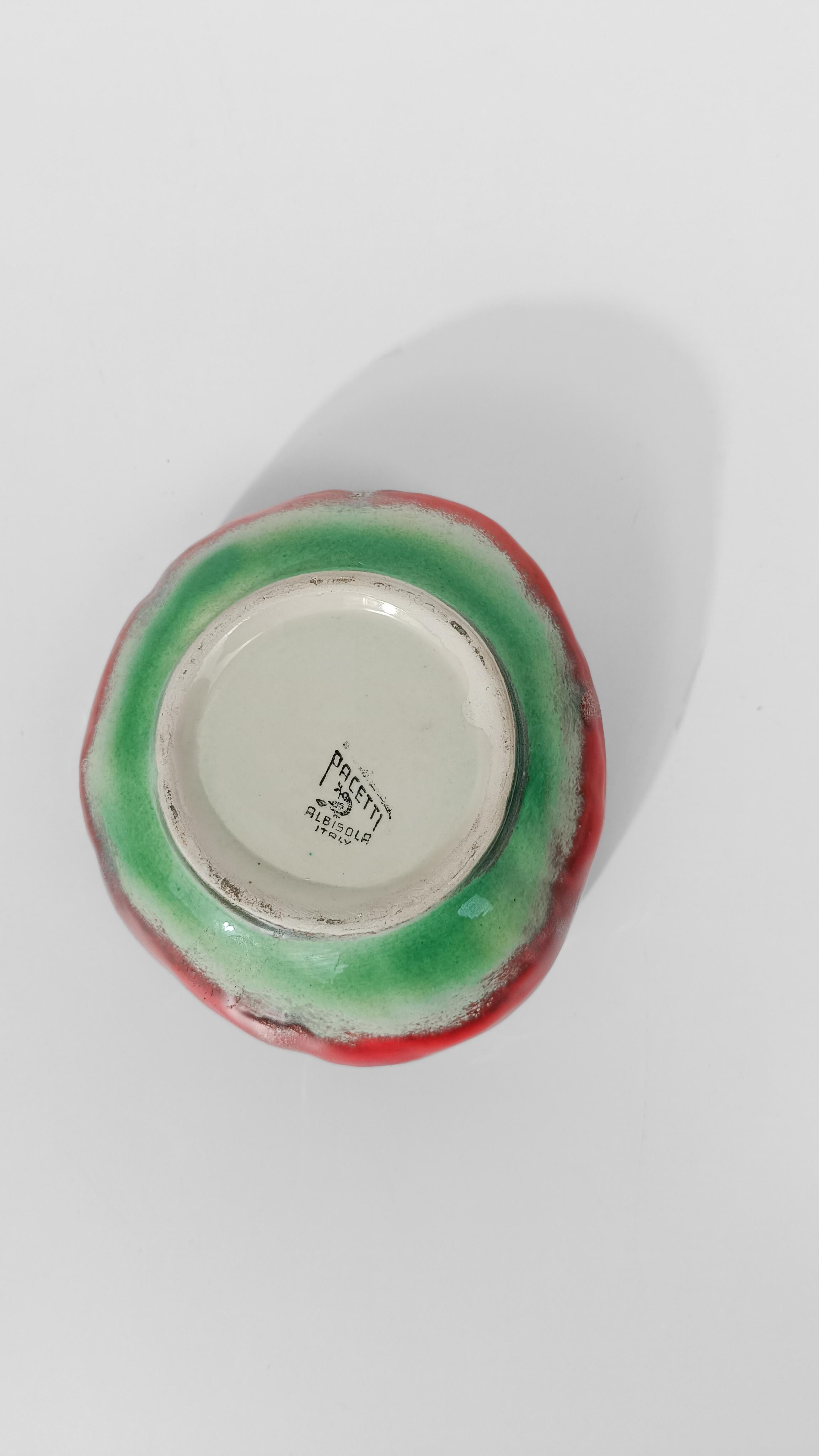 Mid-Century Modern Italian Vintage Majolica Sugar Bowl in the shape of a Tomato by Pacetti Albisola For Sale