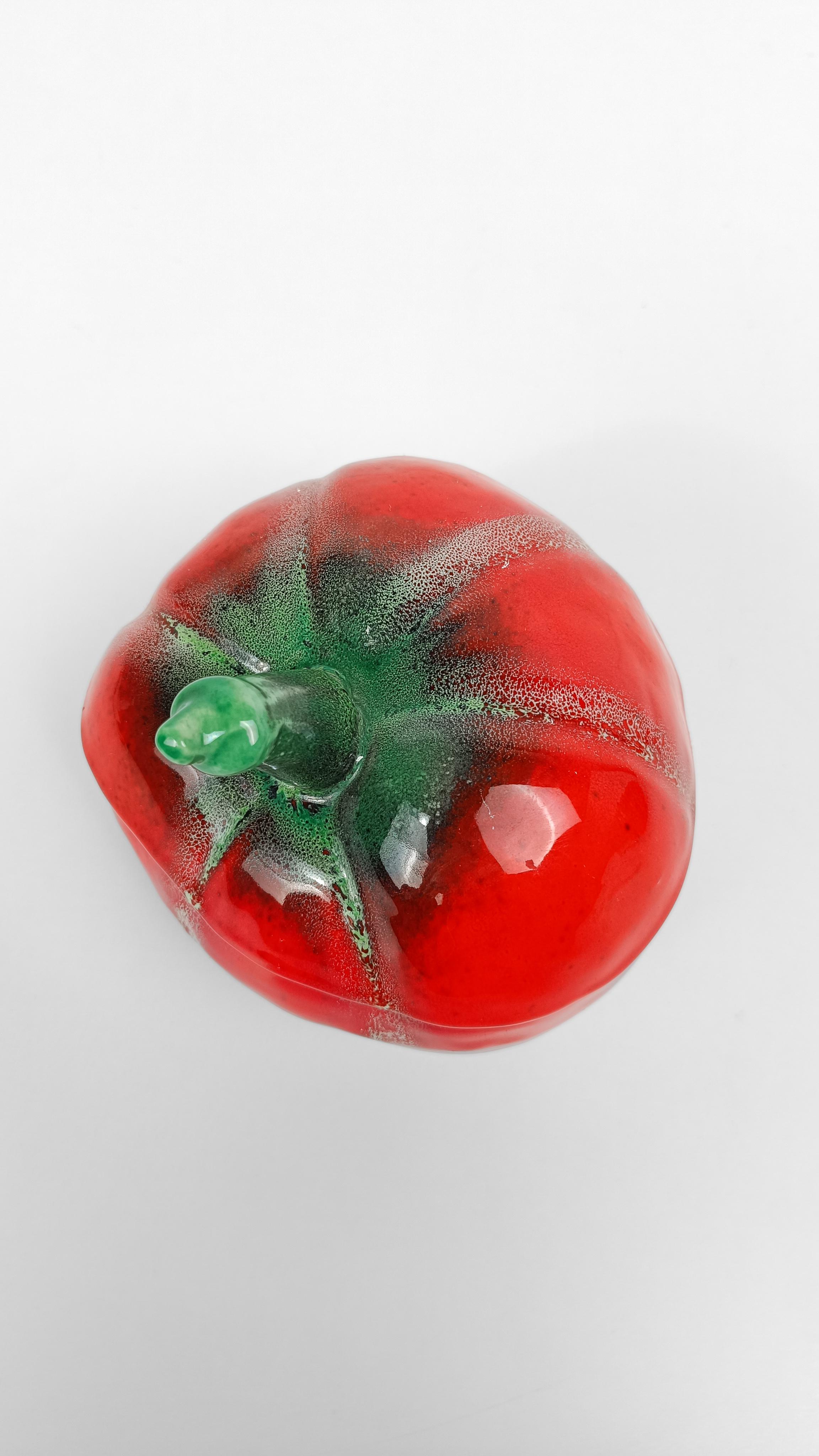 Italian Vintage Majolica Sugar Bowl in the shape of a Tomato by Pacetti Albisola For Sale 1