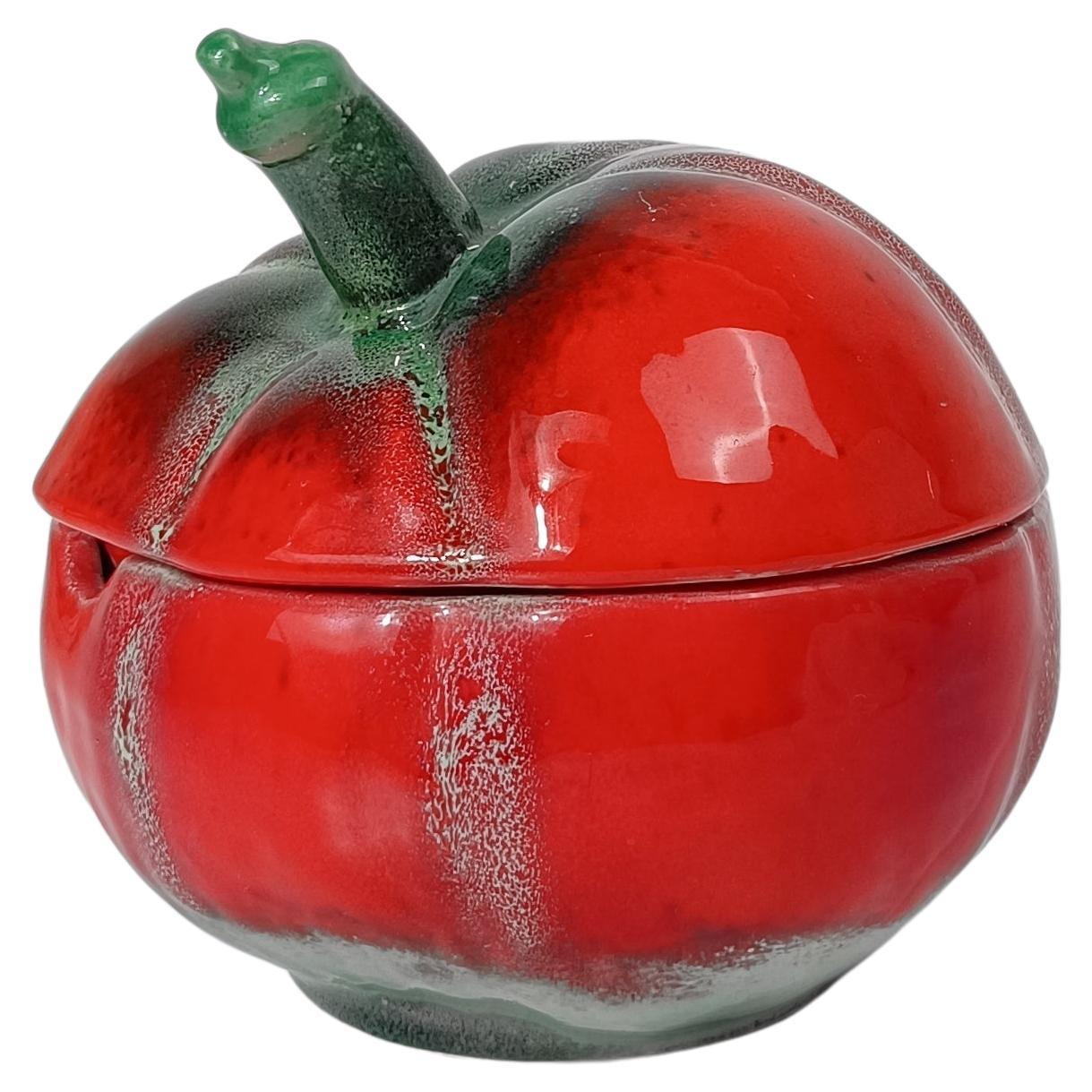 Italian Vintage Majolica Sugar Bowl in the shape of a Tomato by Pacetti Albisola